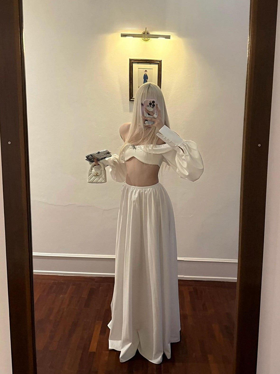 Rase le sol Ethereal Bow Bustier Long Sleeve Women's Matching Skirt Sets