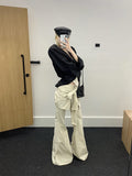 Rase_le_sol_Faux_Layered_Lace_Up_Low_Rise_Cargo_Workwear_Women's_Flare_Pants_1049685616965_MISSTT