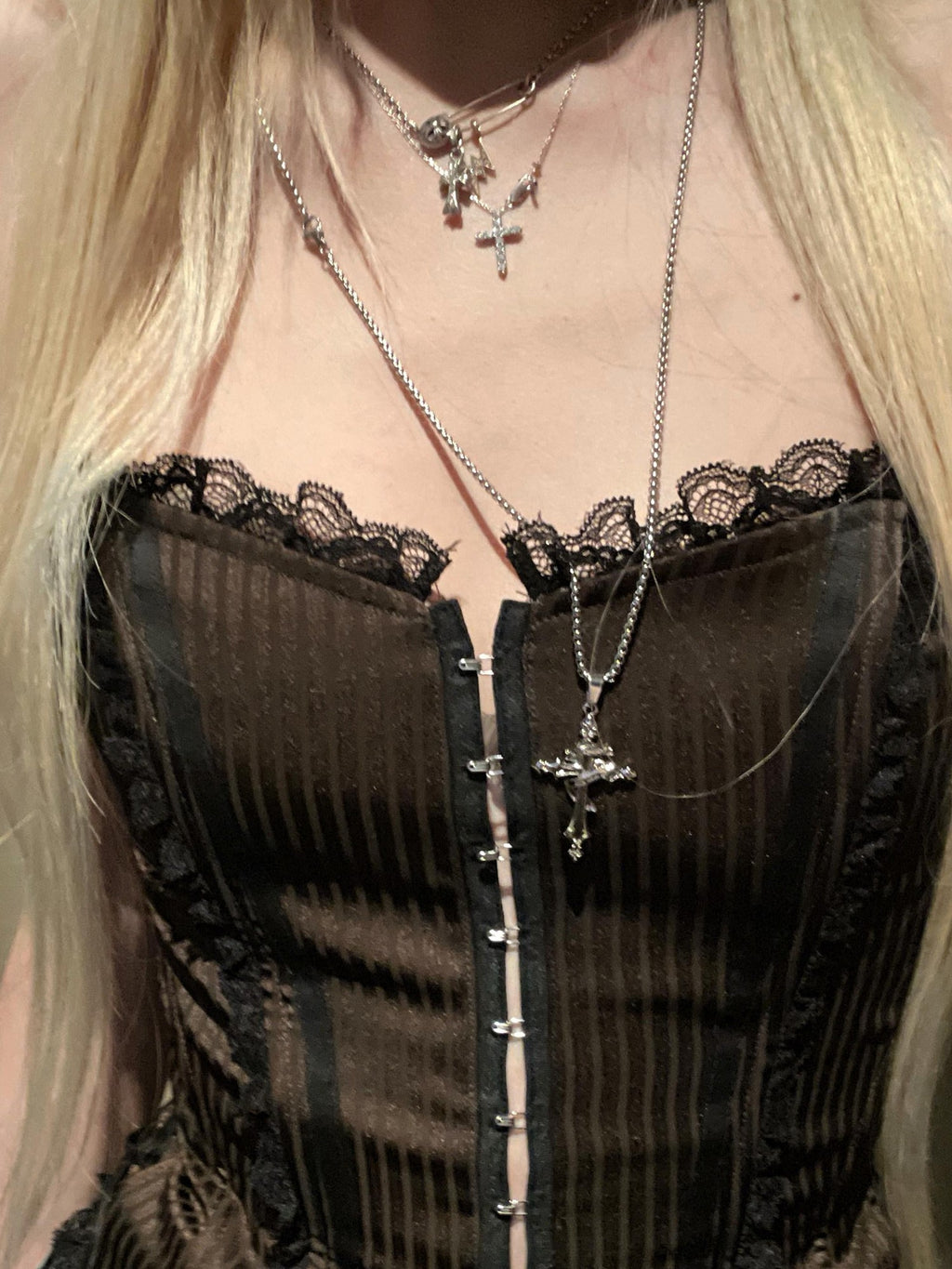 Rase le sol Fishbone Boned Lace Splice Tie Button Row Women's Lace Tube Tops