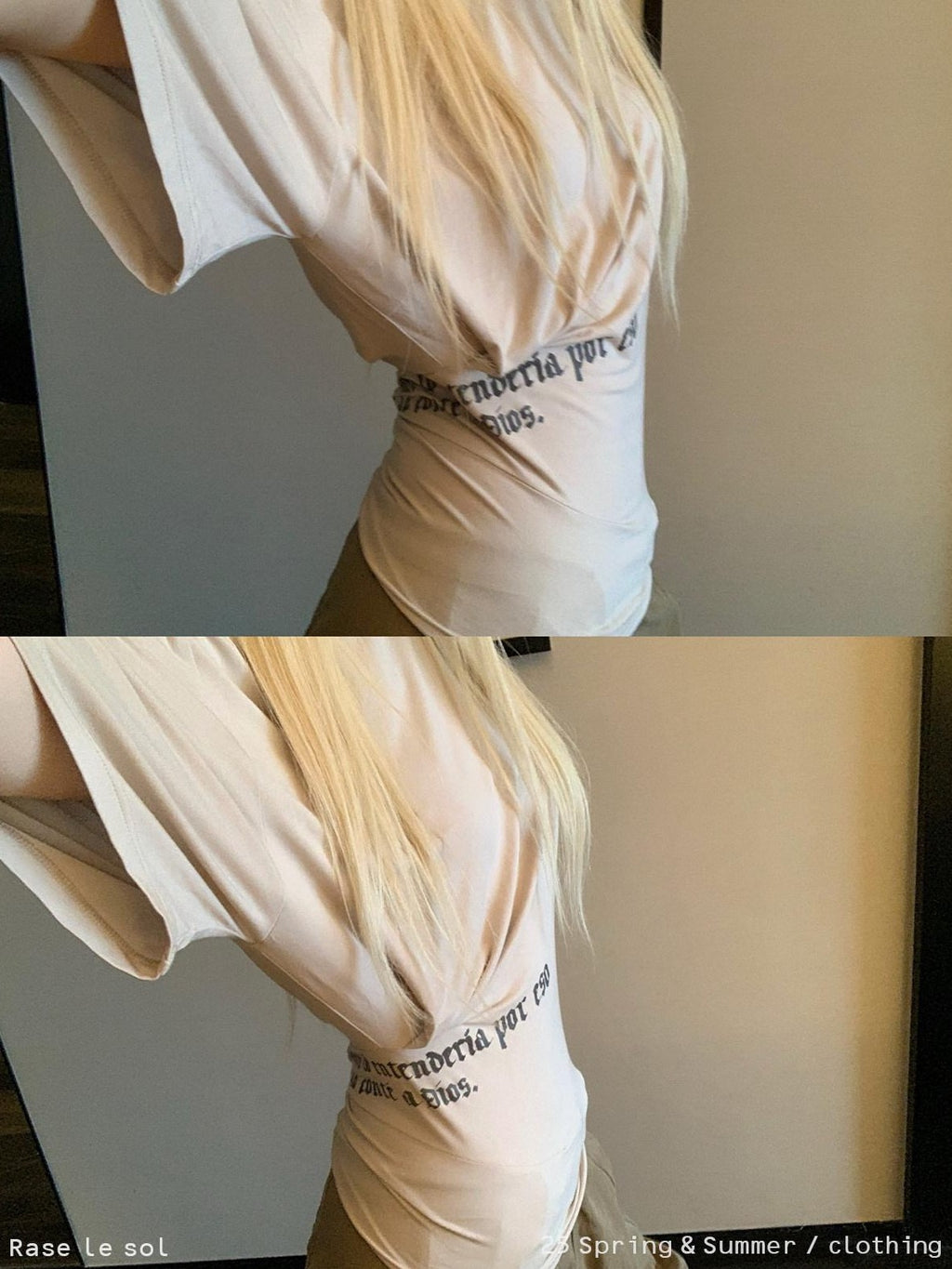 Rase le sol Fitted Ruched Waist Cinching American Inspired Women's Short Sleeve T-shirts