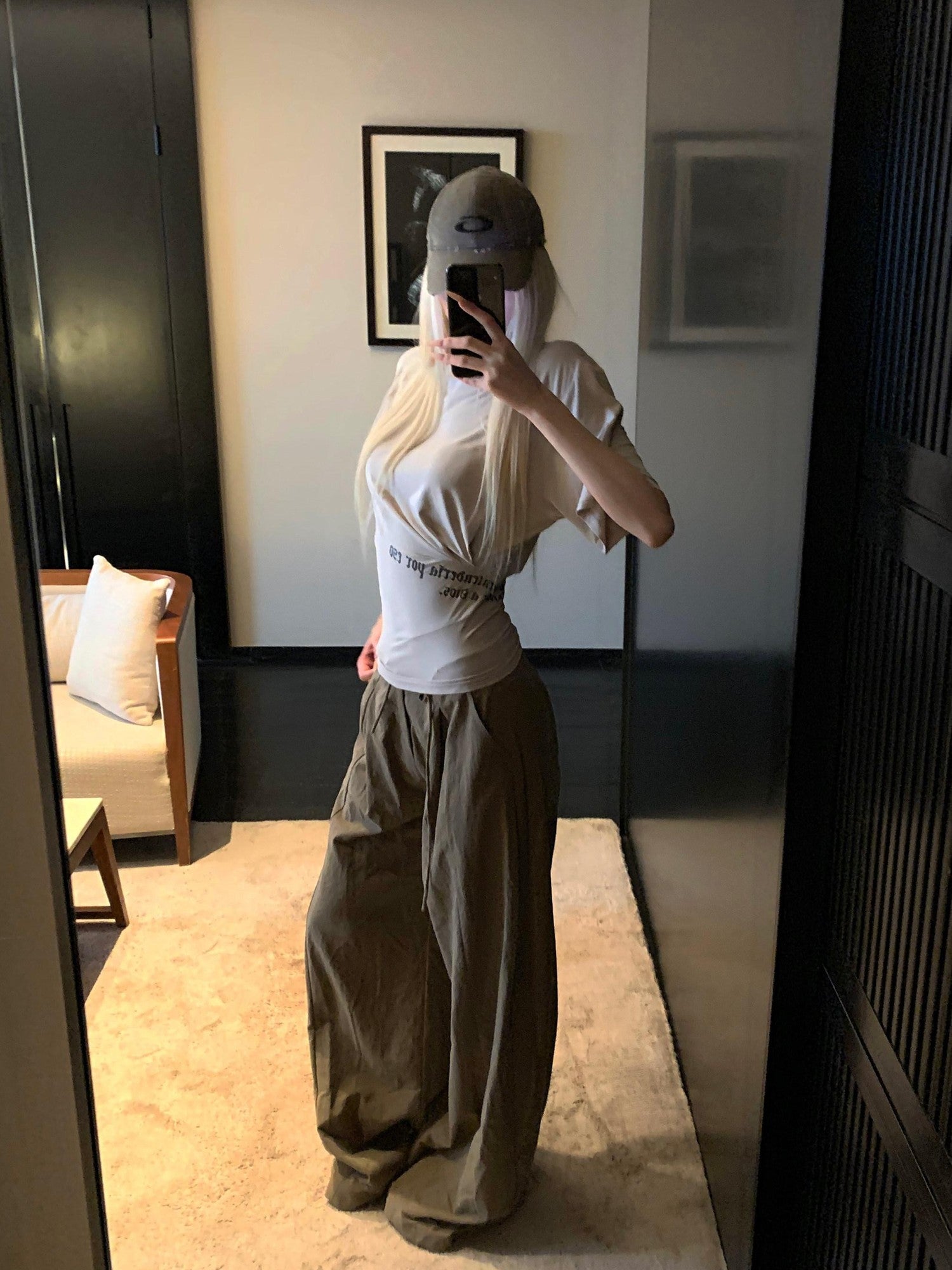 Rase le sol Fitted Ruched Waist Cinching American Inspired Women's Short Sleeve T-shirts