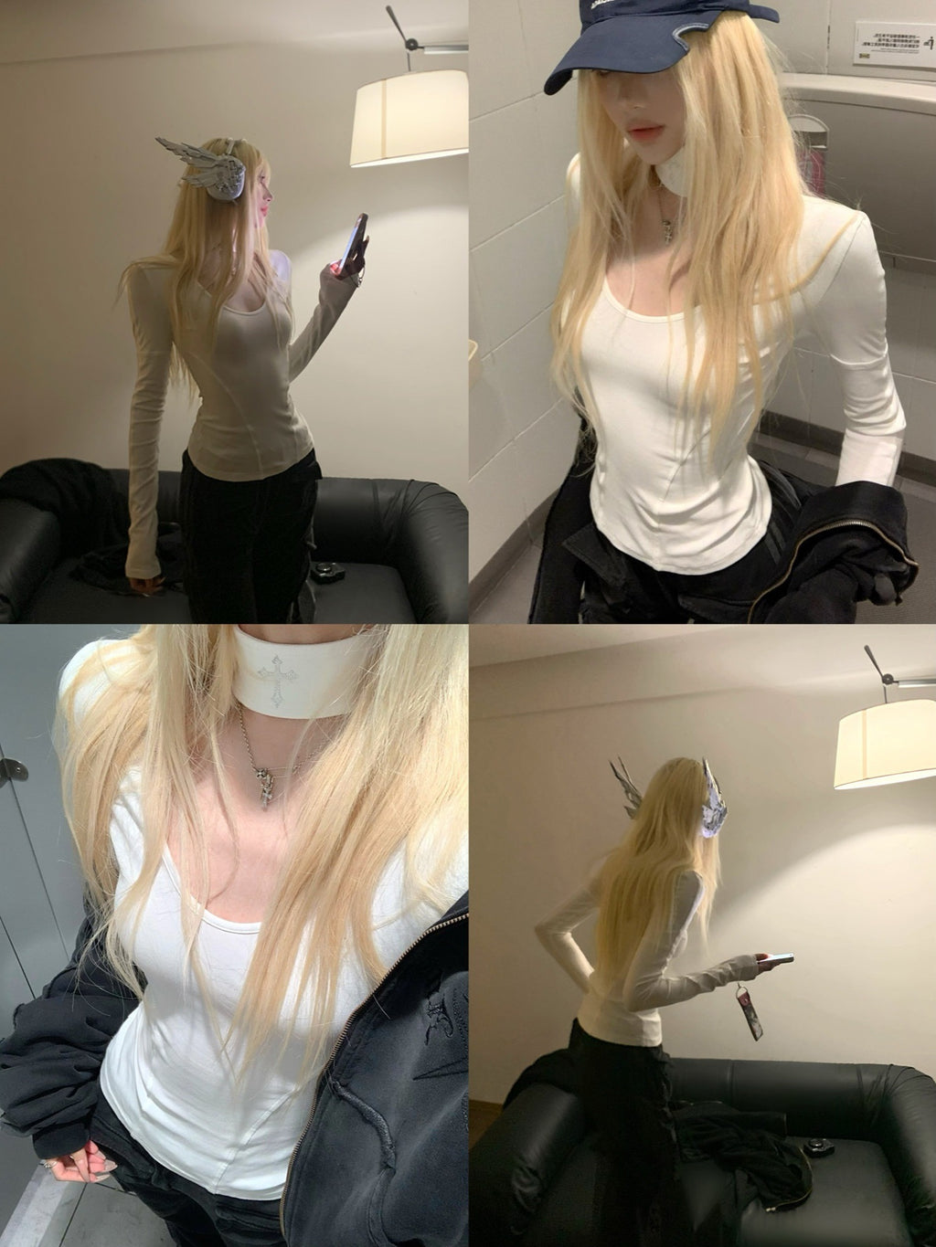 Rase_le_sol_Fitted_Waist_Cross_Choker_Angels_Whisper_Print_Women's_Long_Sleeve_T-shirts_893353083672_MISSTT