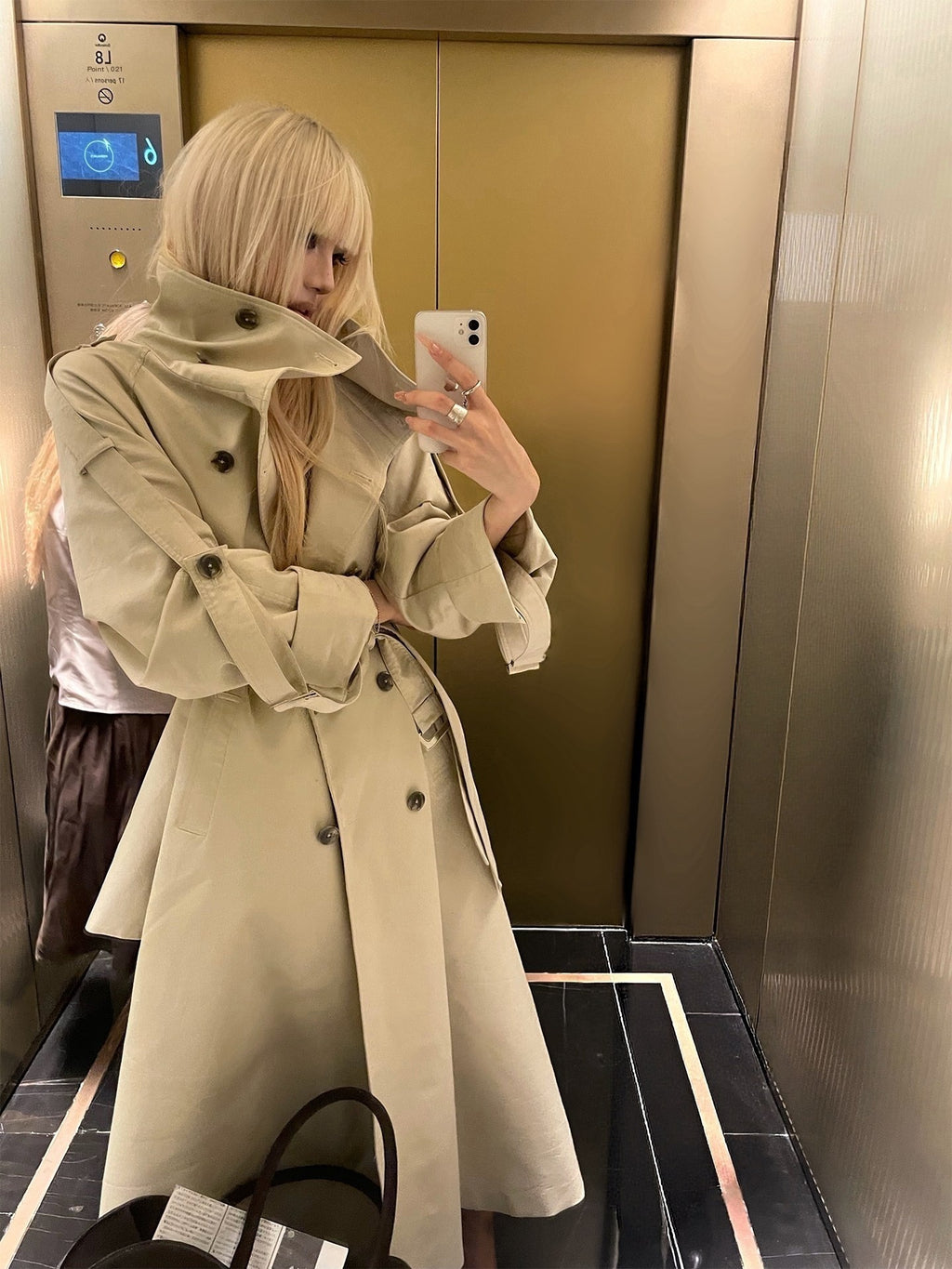 Rase_le_sol_Flared_Hem_Longline_Loose_Fit_Women's_Cotton_Blend_Trench_Coats_1074378438719_MISSTT