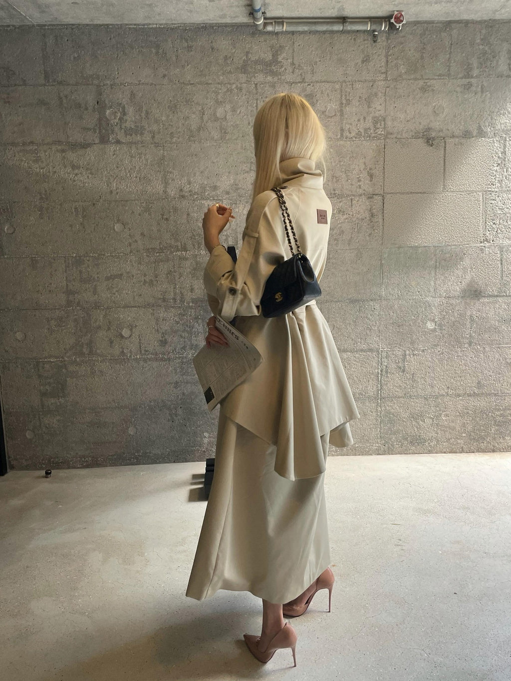 Rase le sol Flared Hem Longline Loose Fit Women's Cotton Blend Trench Coats