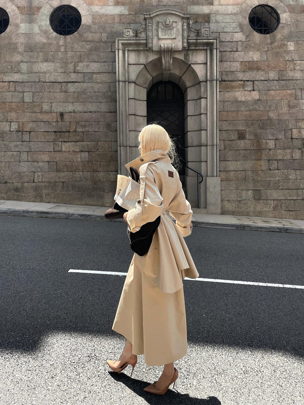 Rase le sol Flared Hem Longline Loose Fit Women's Cotton Blend Trench Coats