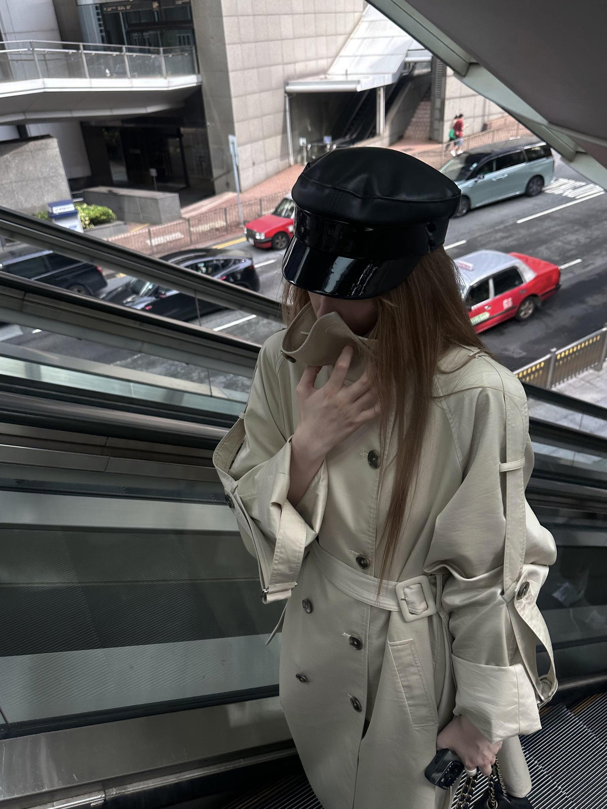 Rase le sol Flared Hem Longline Loose Fit Women's Cotton Blend Trench Coats