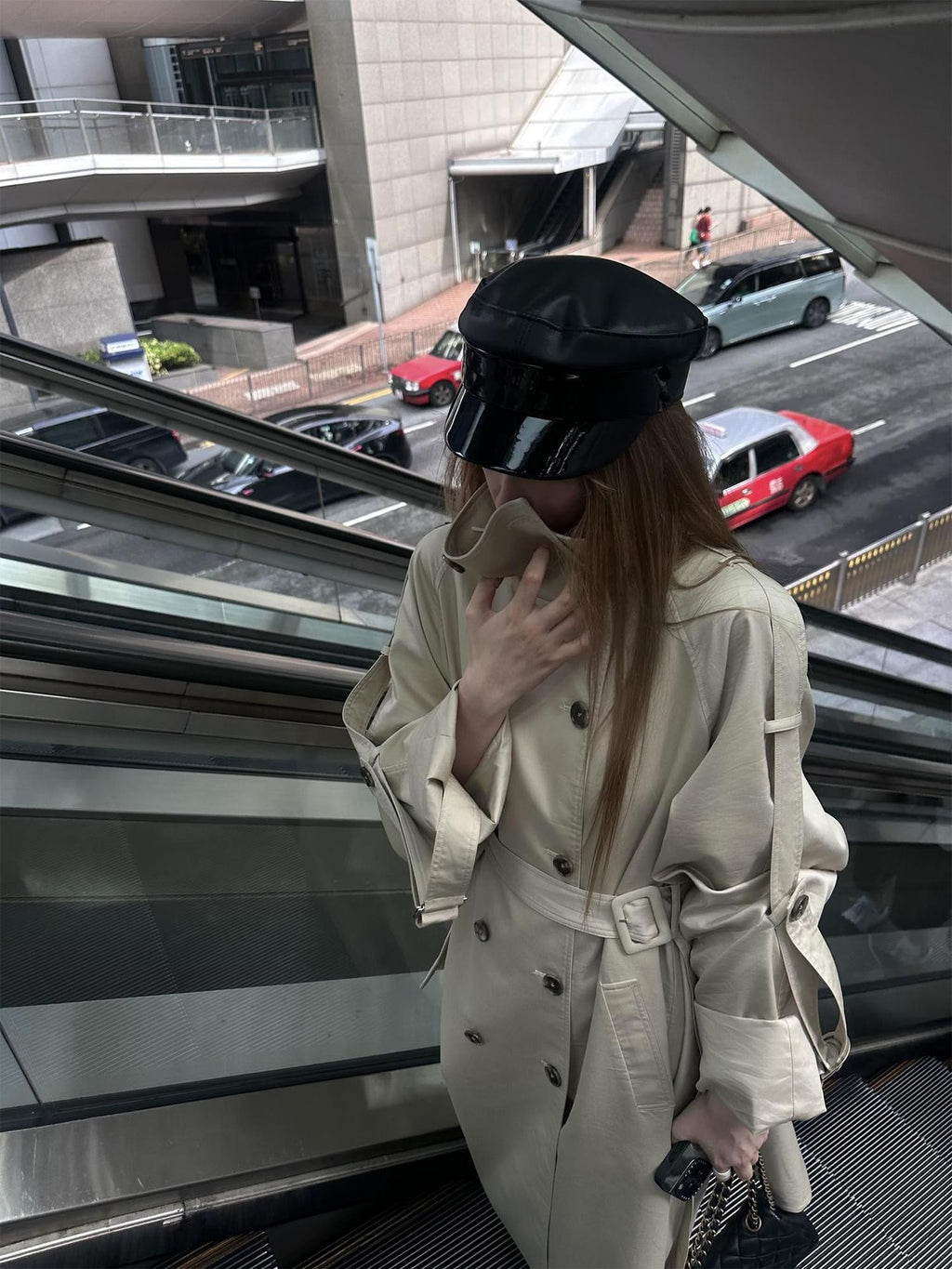 Rase le sol Flared Hem Longline Loose Fit Women's Cotton Blend Trench Coats