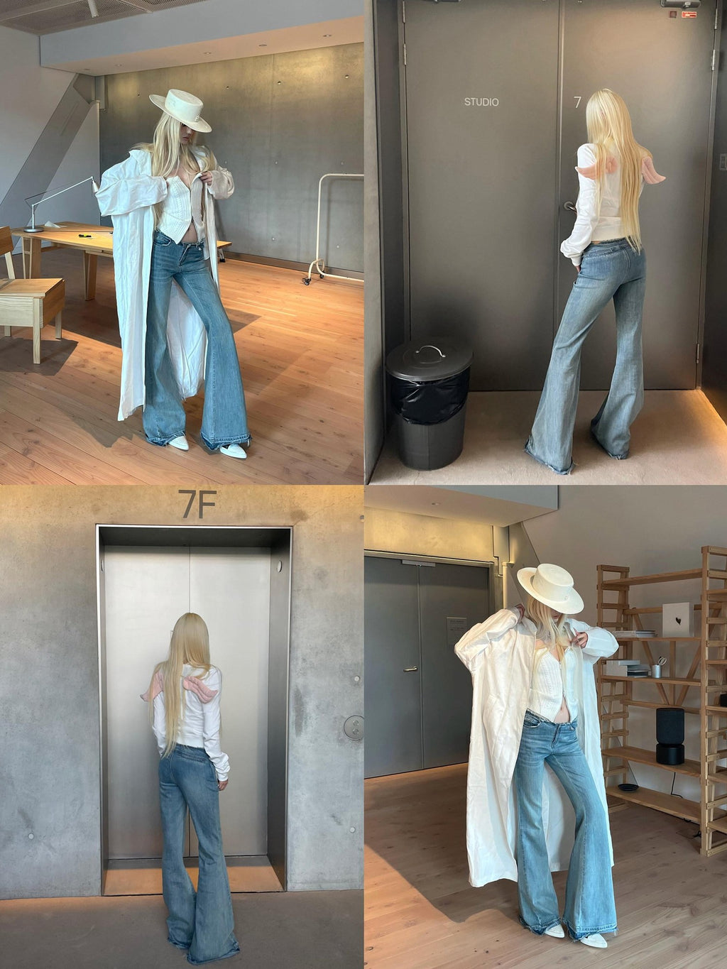 Rase le sol Frayed Hem No Waistband Slim Low Rise Women's Denim Bootcut Jeans