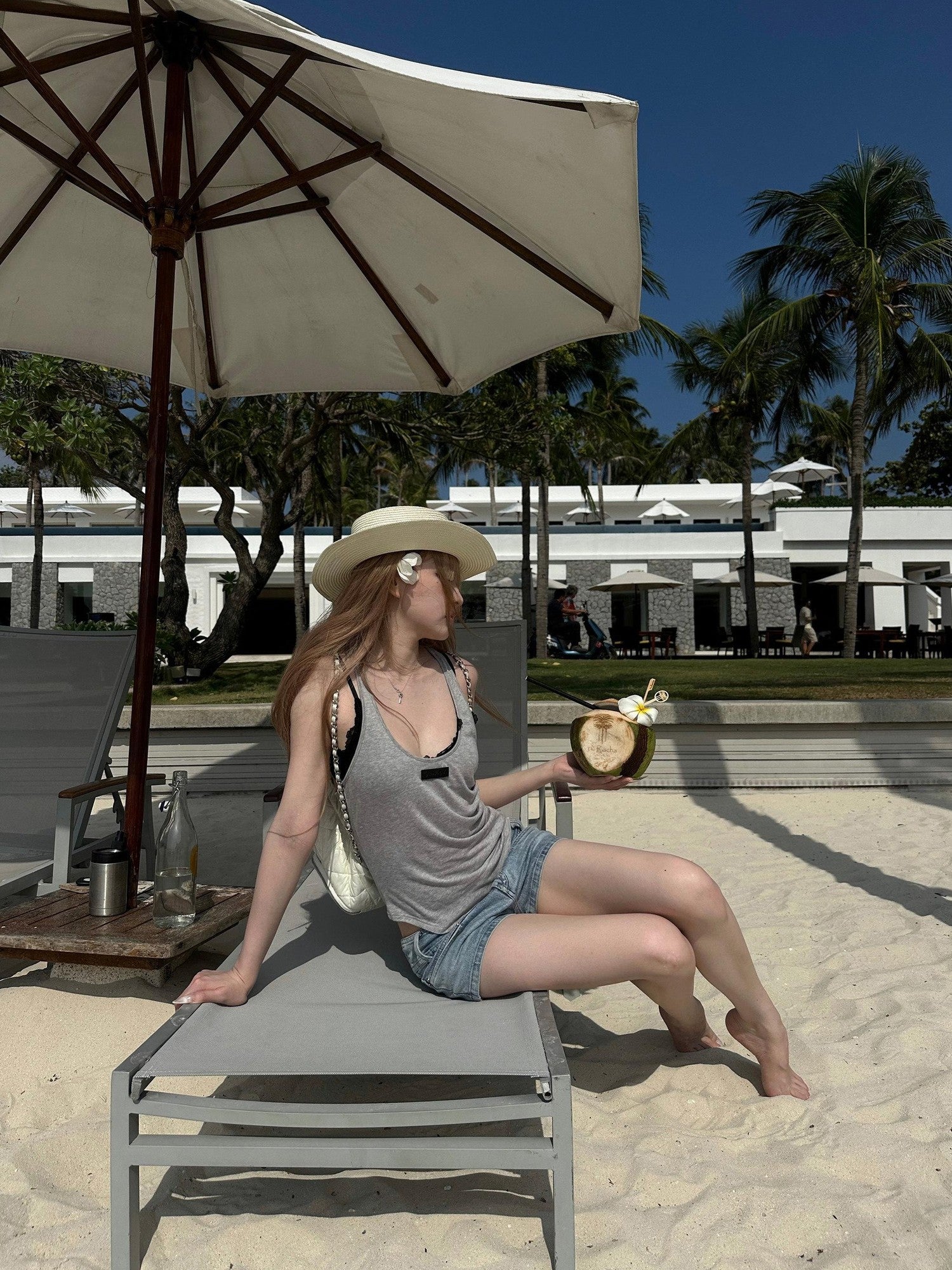 Rase le sol Gray Double Layered Spaghetti Strap Edgy Women's Sheer Lace Camisoles