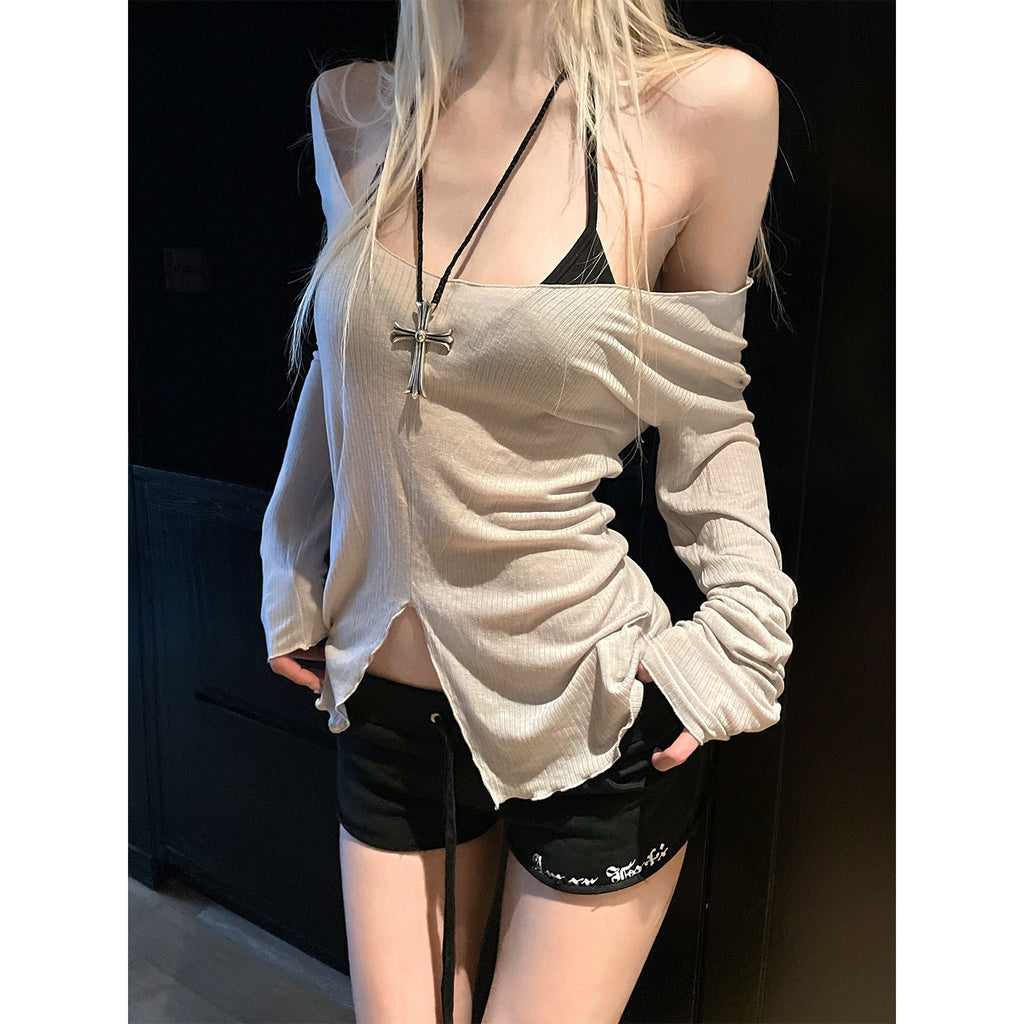 Rase_le_sol_Gray_Green_V-neck_Sun_Protective_Lightweight_Women's_Long_Sleeve_T-shirts_1049442793001_MISSTT