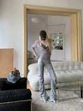 Rase_le_sol_Gray_Lace_Camisole_Two_Piece_Cover_Up_Sun_Protective_Women's_Long_Sleeve_T-shirts_934989706434_MISSTT
