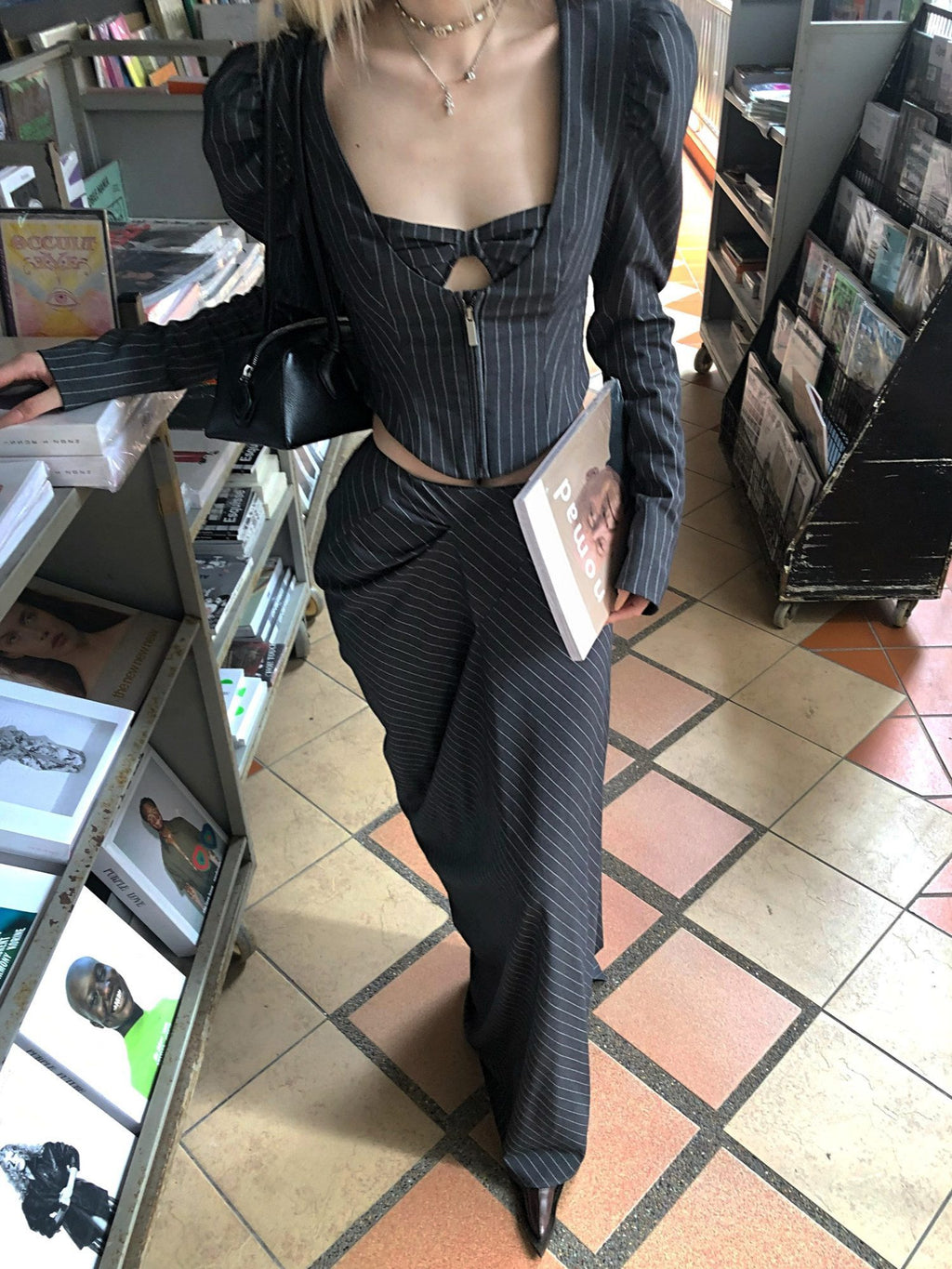 Rase_le_sol_Gray_Striped_Pictorial_Tailored_Long_Skirt_Women's_Blazer_Skirt_Suits_864206146039_MISSTT