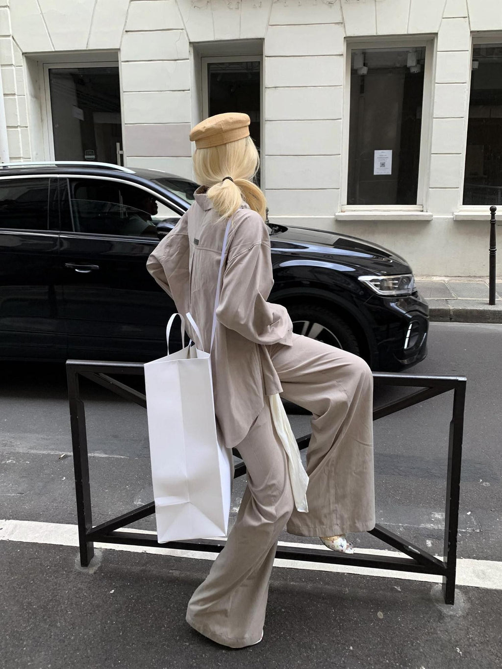 Rase le sol Grey Green Brushed Loose Shirt Women's Casual Top & Pants Sets