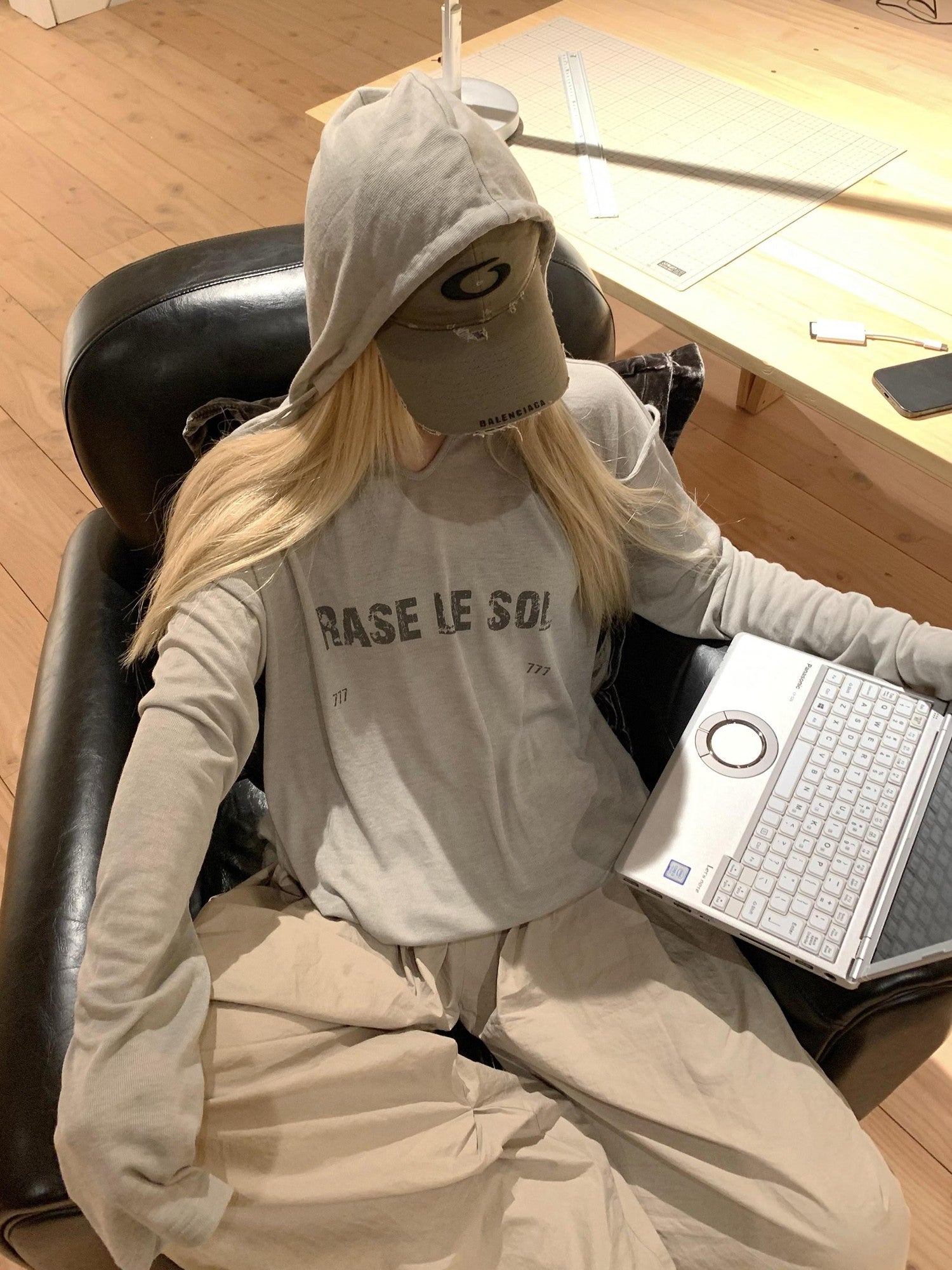 Rase le sol Grey Semi Sheer Hooded American Oversized Women's Tencel Long Sleeve T-shirts