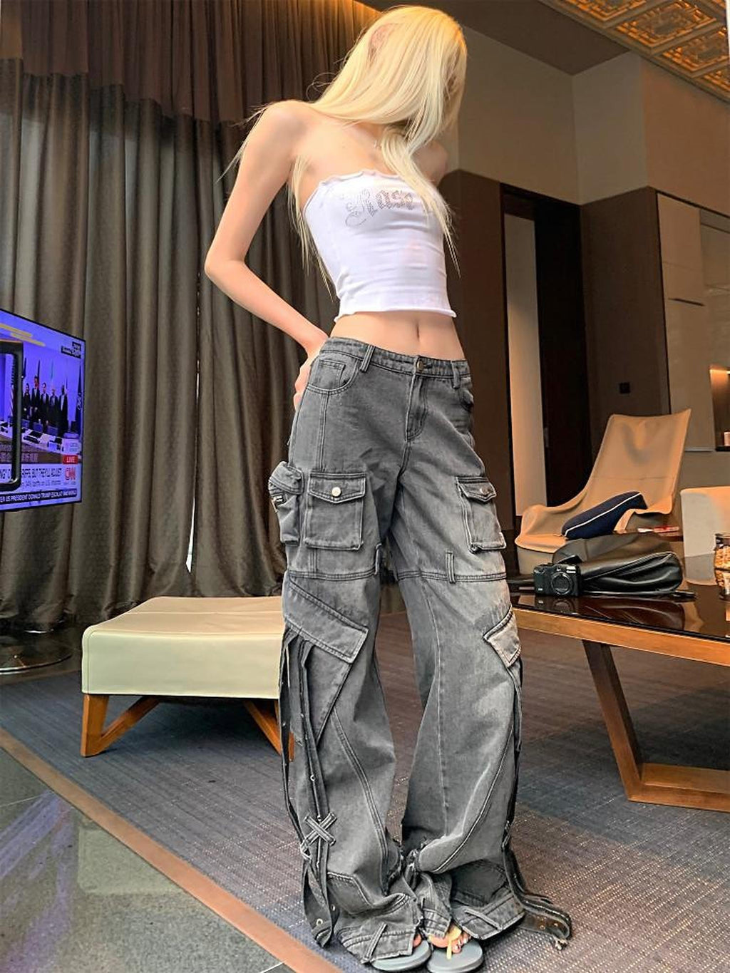 Rase le sol Hotfix Rhinestone Strapless American Style Women's Tube Tops