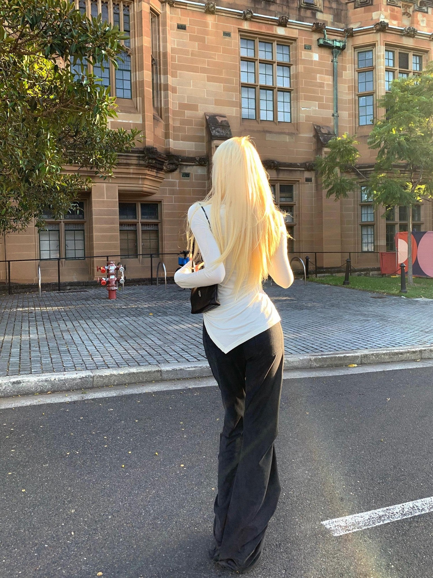 Rase le sol Irregular Hem Asymmetric Shoulder Slim Fit Women's Long Sleeve T-shirts