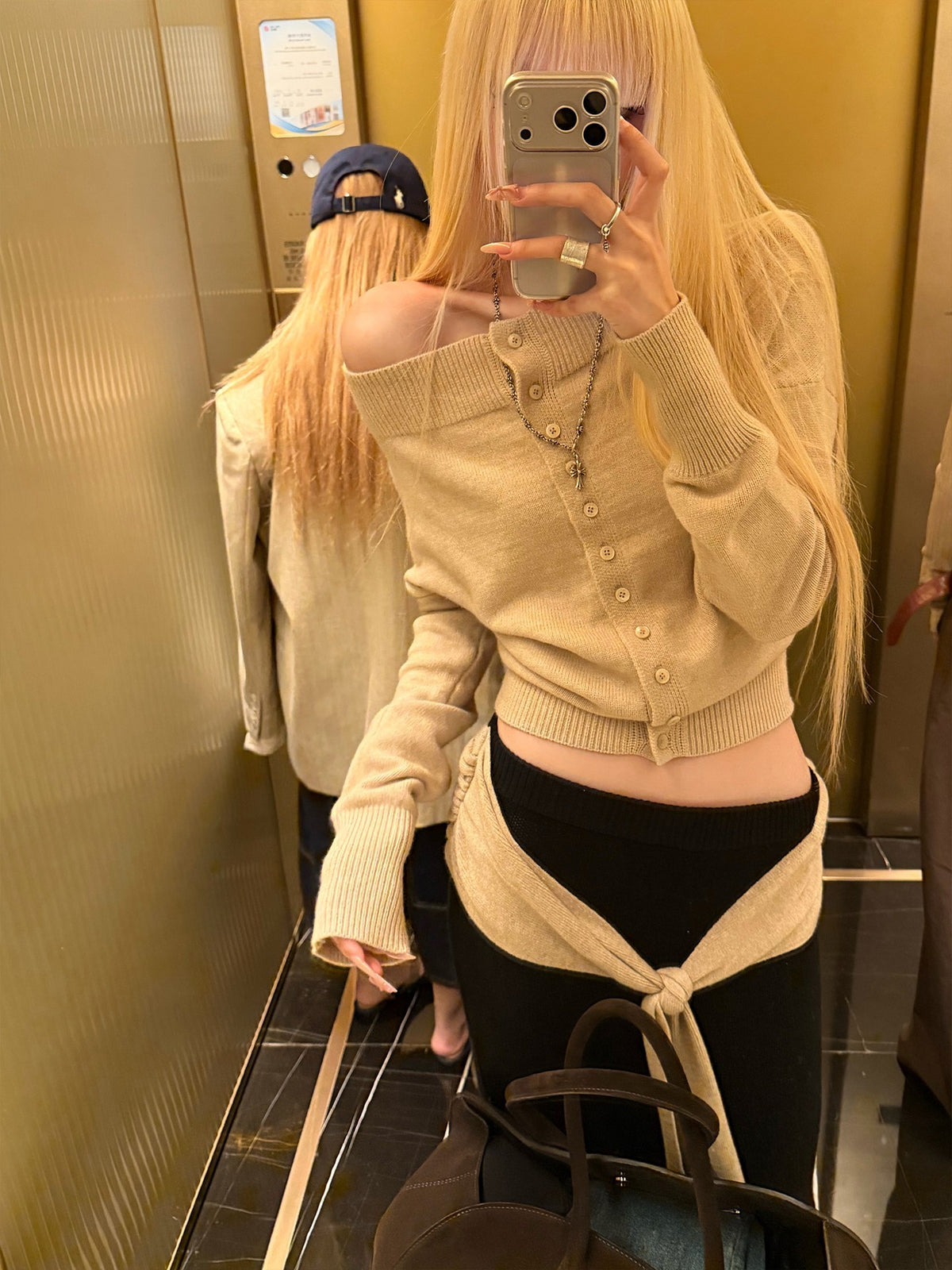 Rase_le_sol_Khaki_Off_Shoulder_Long_Sleeve_Soft_Knit_Cardigan_Women's_Sweaters_1074355842257_MISSTT