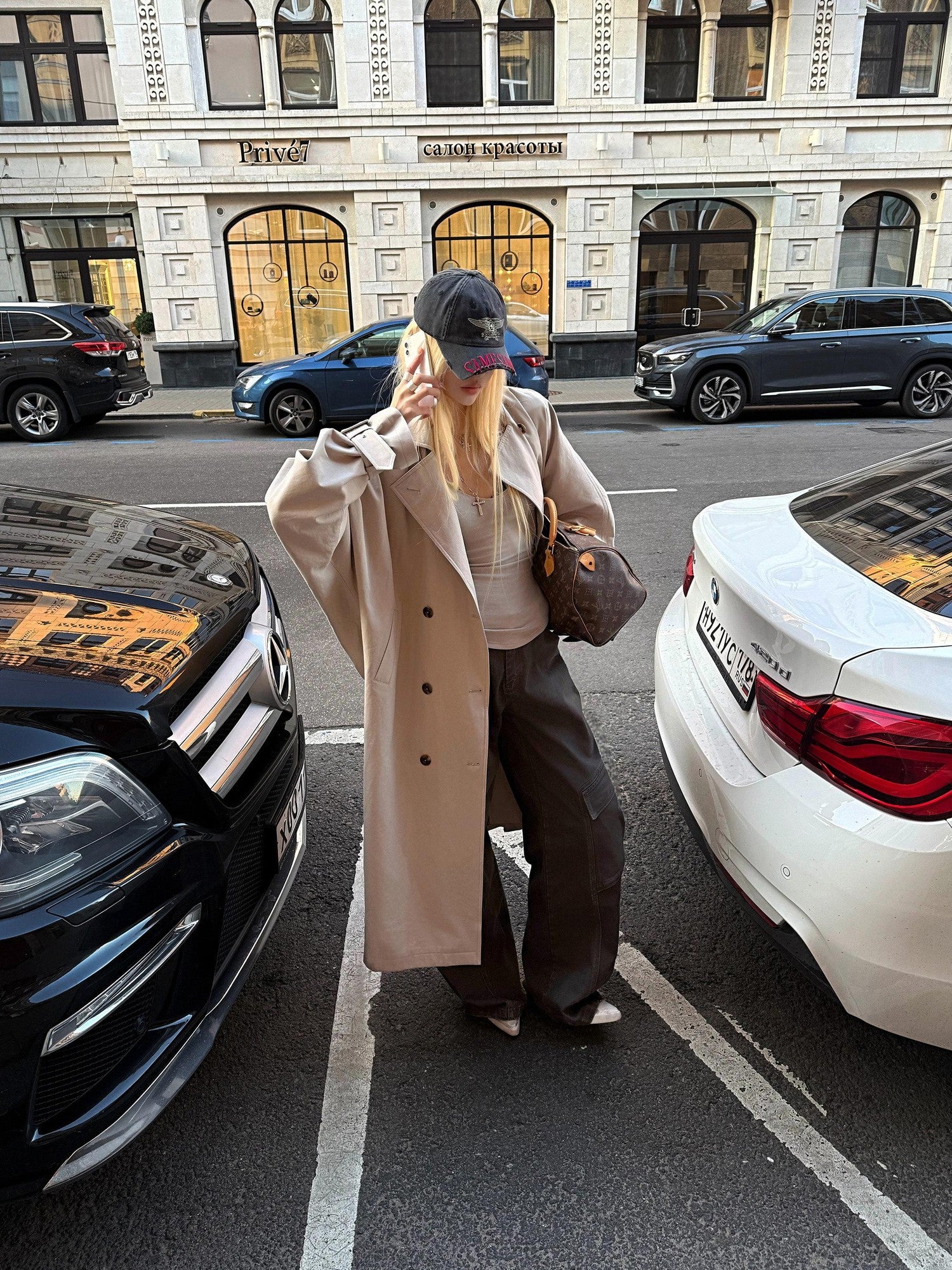 Rase le sol Khaki Oversized Longline Quilted Women's Cotton Padded Trench Coats