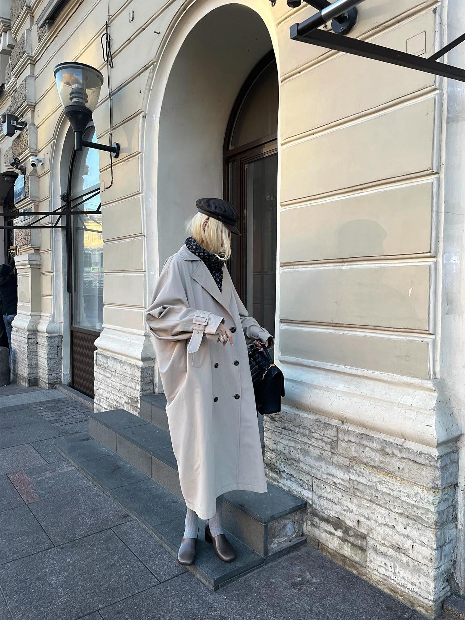 Rase le sol Khaki Oversized Longline Quilted Women's Cotton Padded Trench Coats