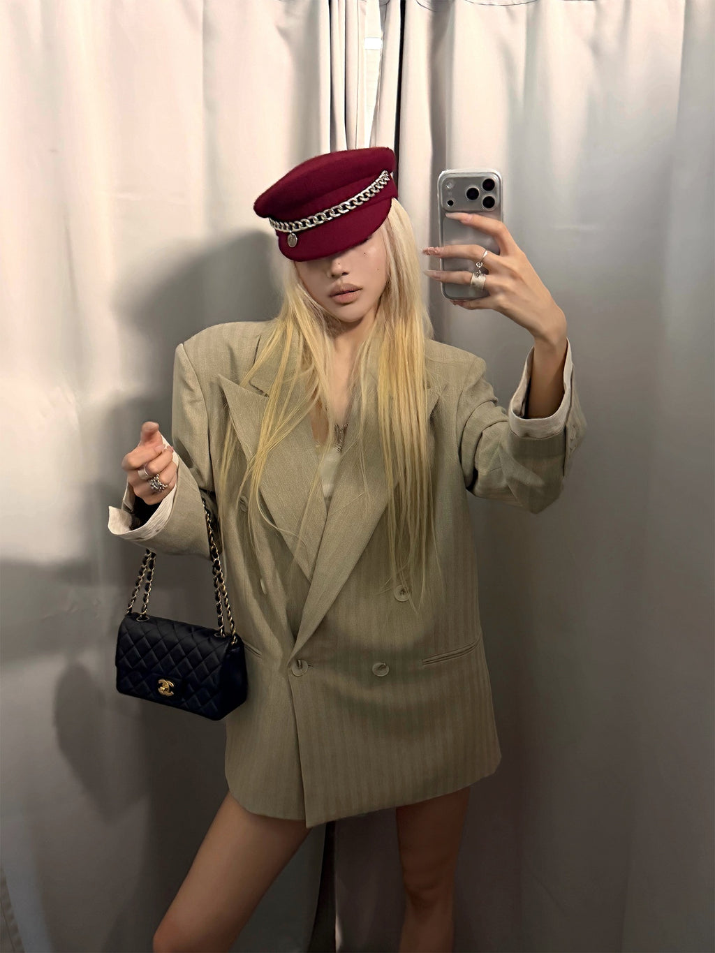 Rase_le_sol_Khaki_Peak_Lapel_Double_Breasted_Loose_Padded_Shoulder_Spliced_Women's_Polyester_Blazers_1074384118236_MISSTT