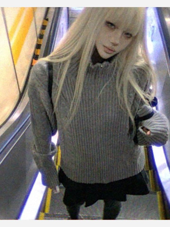 Rase le sol Light Grey Oversized Cable Knit Women's Chunky Knit Cardigans