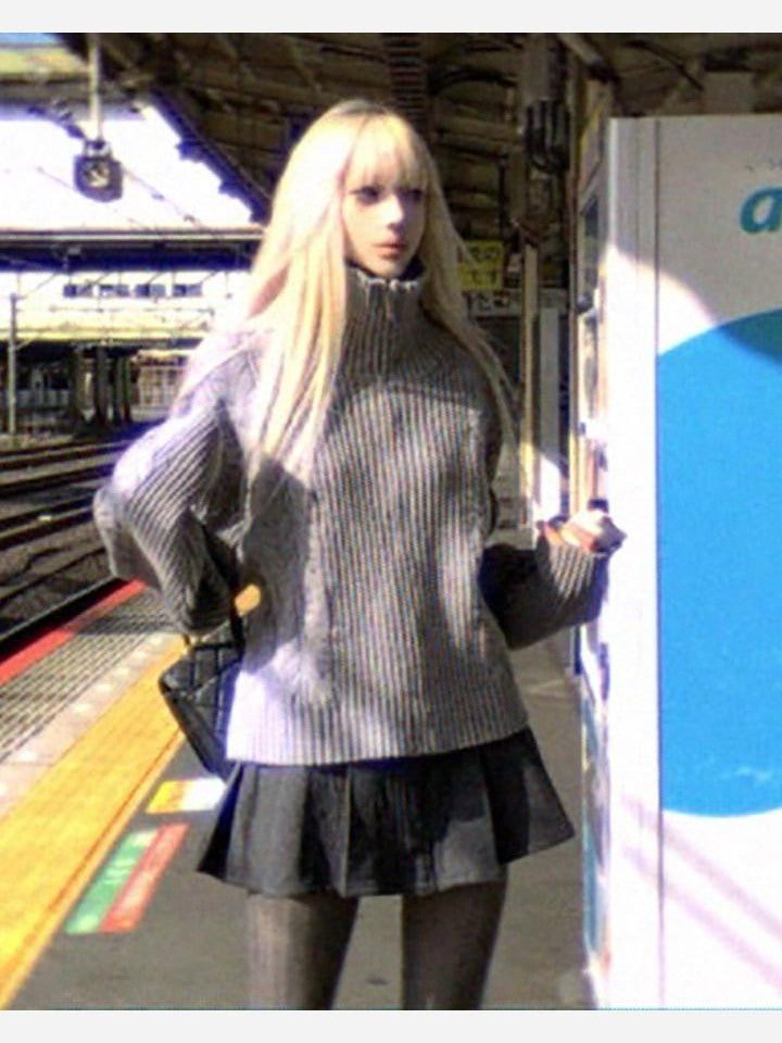 Rase le sol Light Grey Oversized Cable Knit Women's Chunky Knit Cardigans