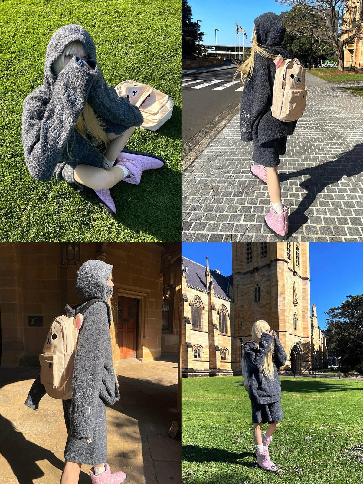 Rase le sol Loop Yarn Embroidered Knit Hooded Women's Casual Top & Shorts Sets