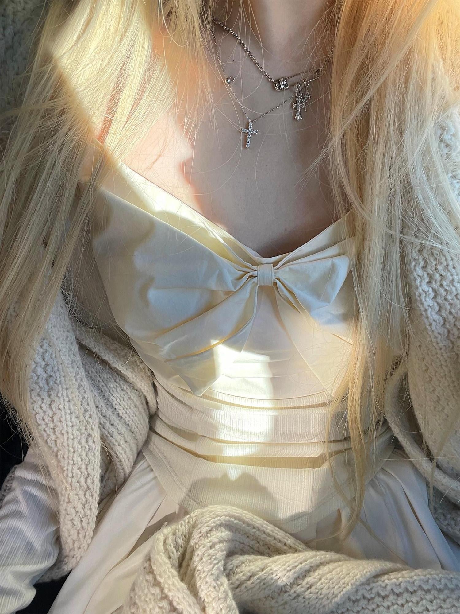 Rase le sol Loveletter Print Bow Slim Waist Women's Long Sleeve T-shirts