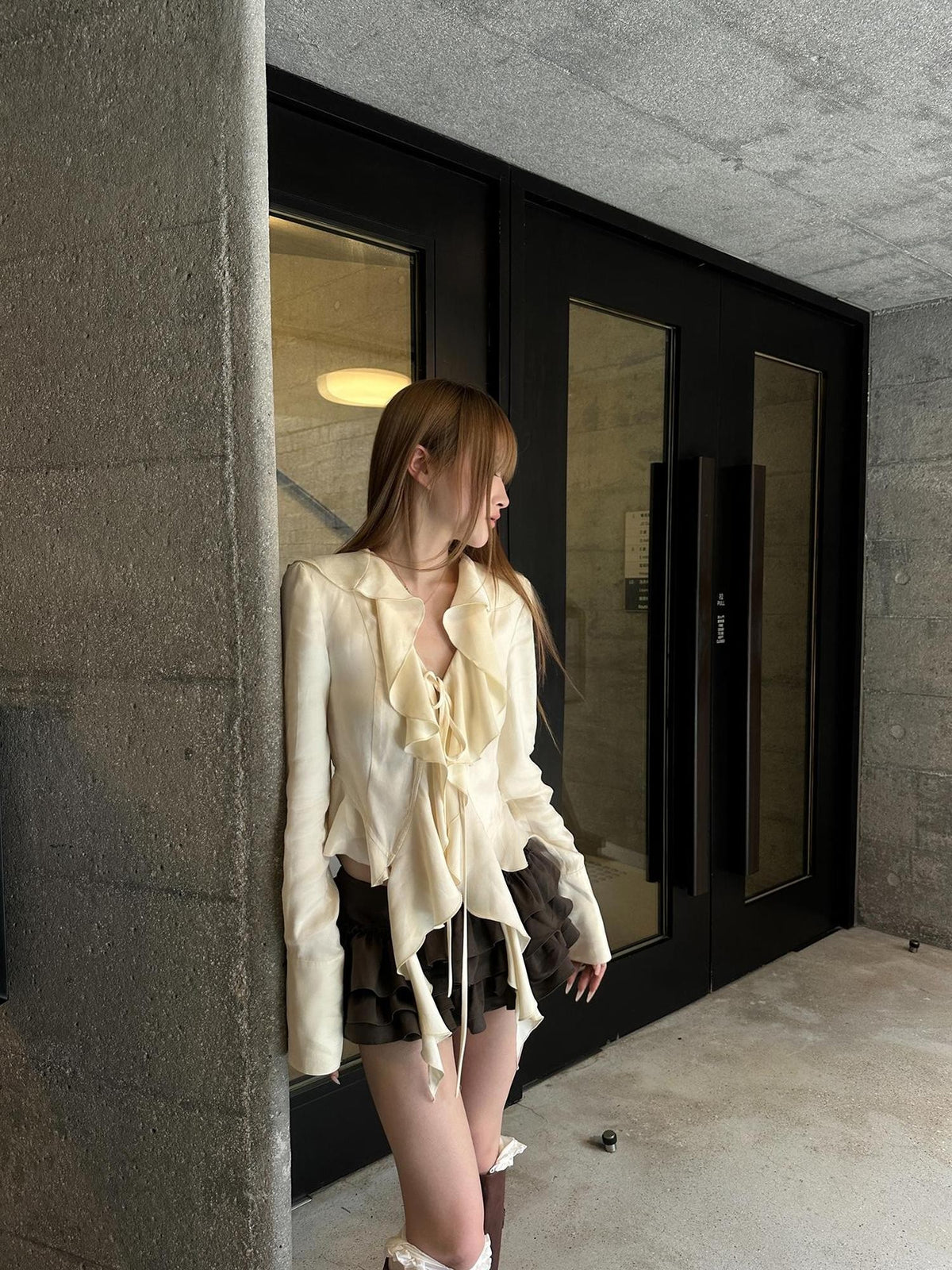 Rase le sol Moonlight Ruffle Tie Waist Lyocell Women's Blouses