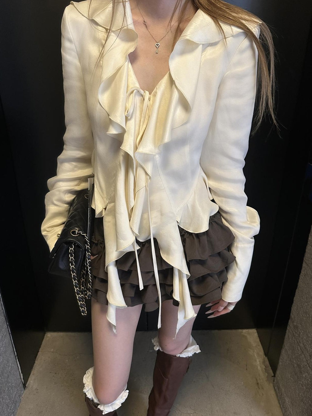 Rase le sol Moonlight Ruffle Tie Waist Lyocell Women's Blouses