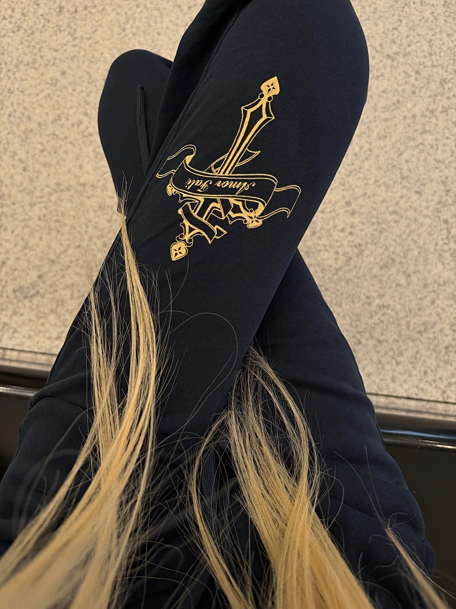 Rase_le_sol_Navy_Cross_Scepter_Curved_Blade_Print_Low_Rise_American_Women's_Sweatpants_1065447165873_MISSTT