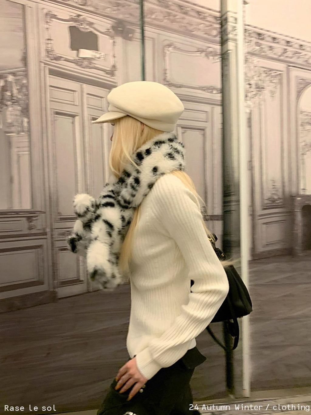 Rase le sol Off White Double Zipper High Neck Women's Knitted Sweater Cardigans
