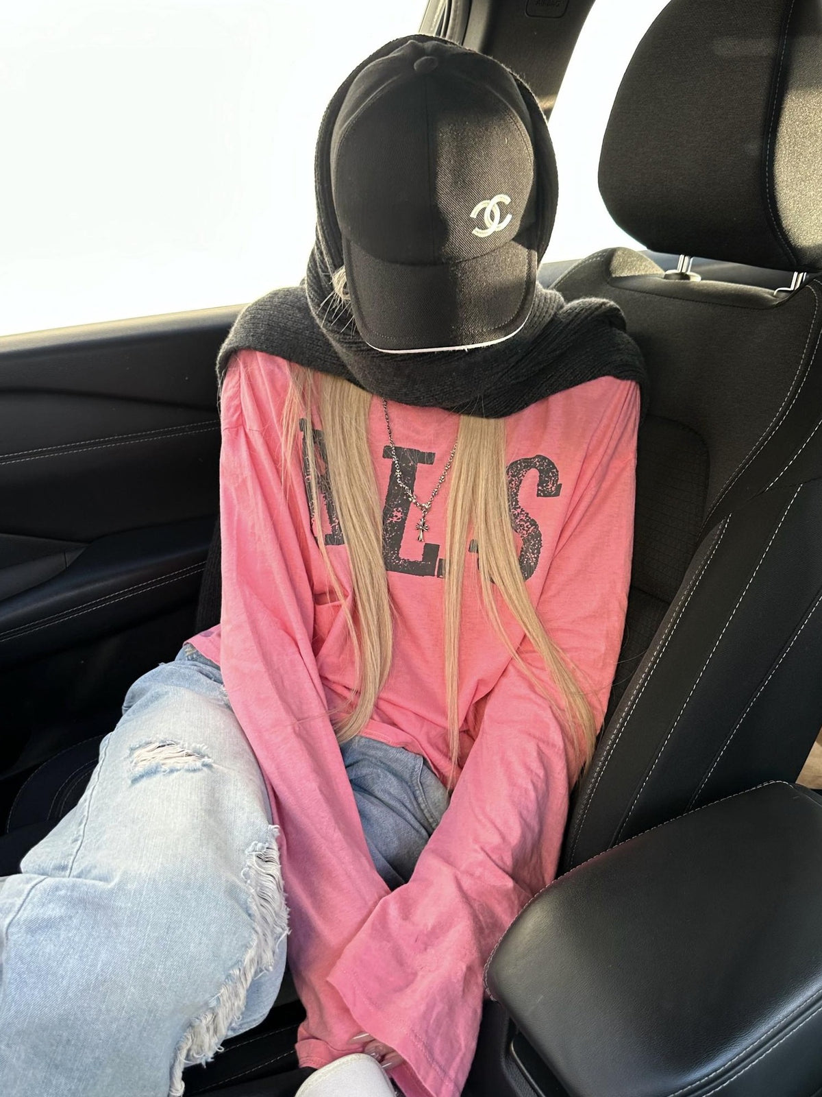 Rase le sol Peach Pink Print Loose Fit Cotton Women's Long Sleeve T-shirts