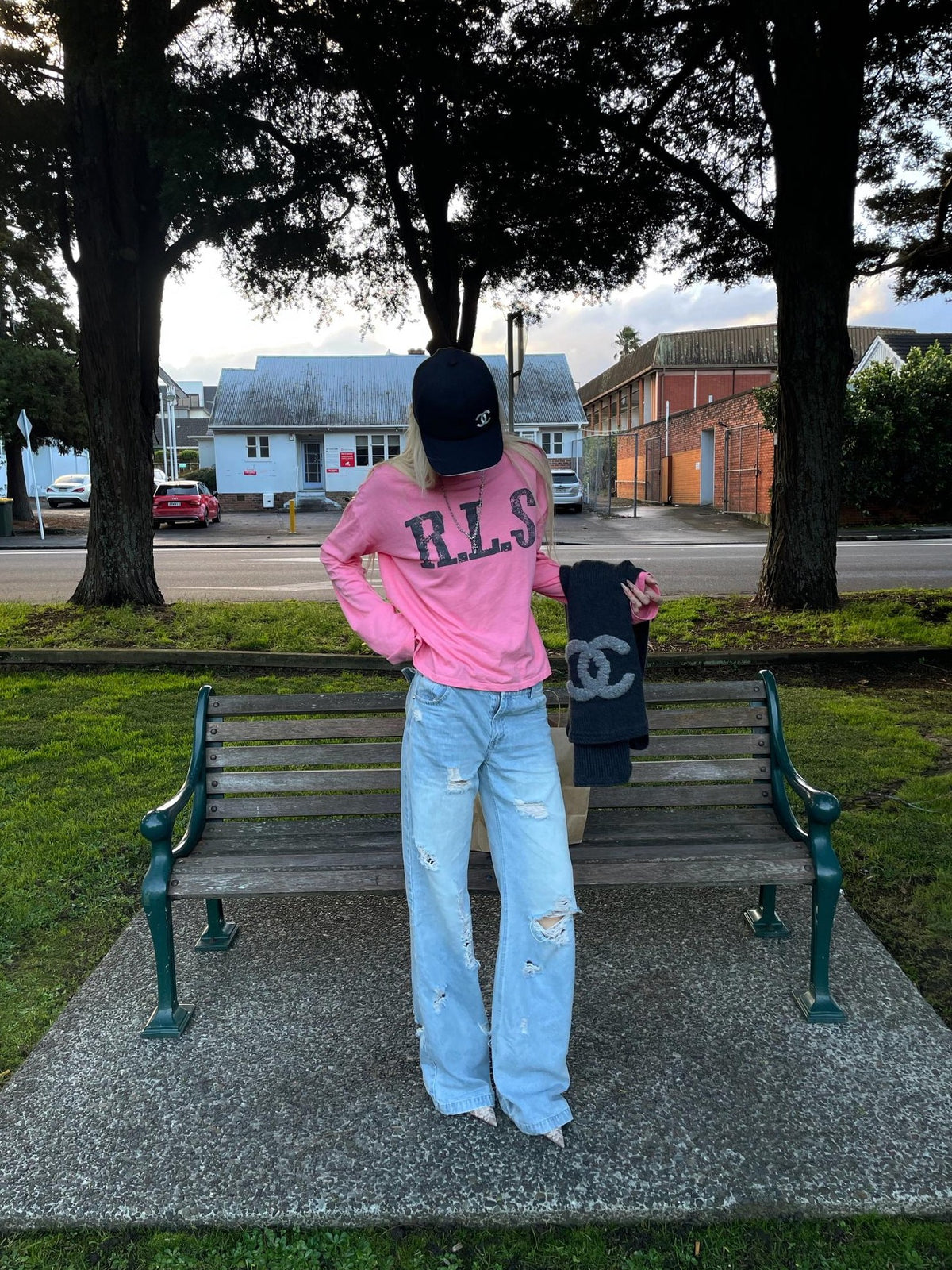 Rase le sol Peach Pink Print Loose Fit Cotton Women's Long Sleeve T-shirts