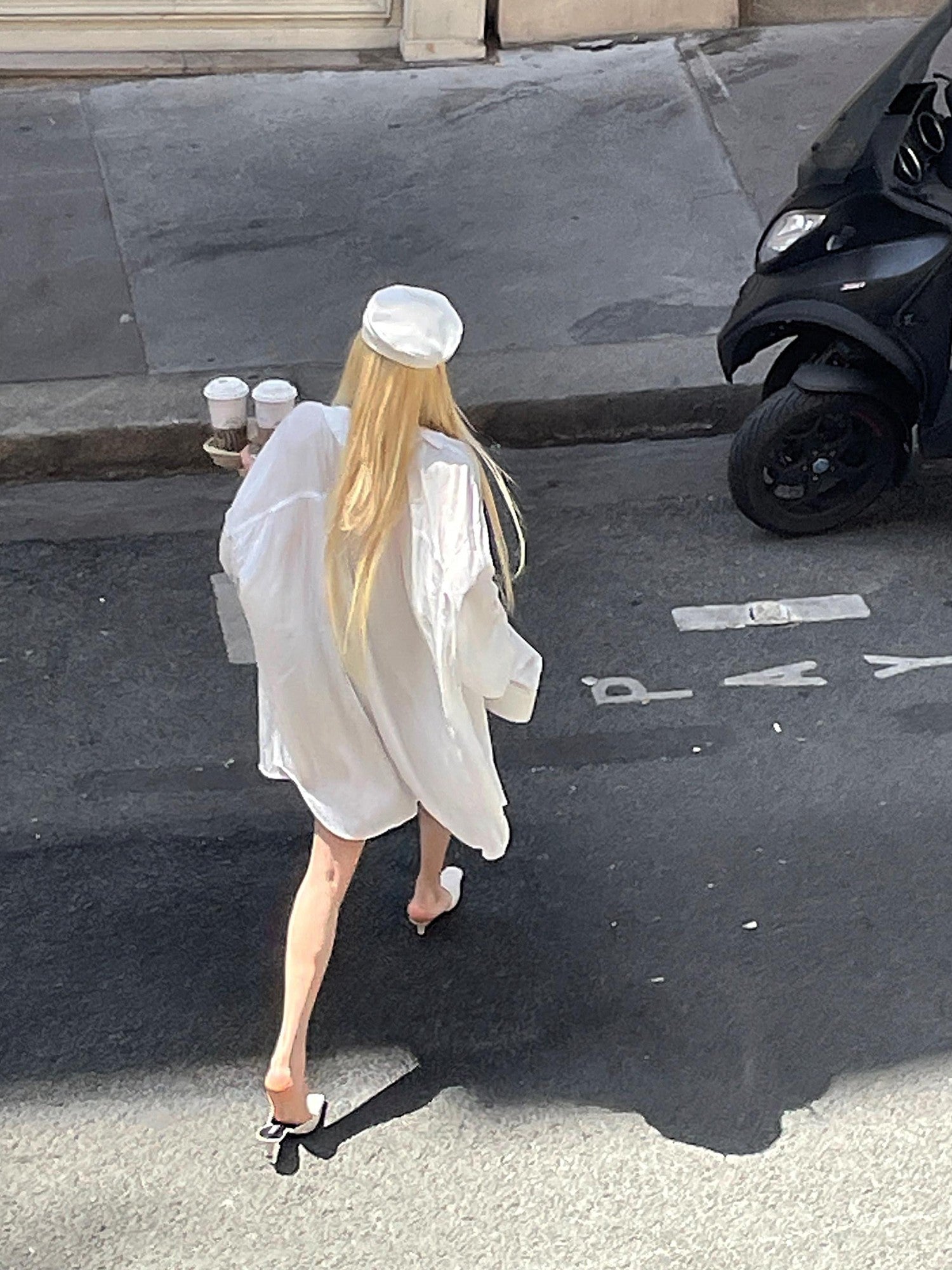 Rase le sol Pearlescent Shimmer Relaxed Slouchy Women's White Oversized Shirts
