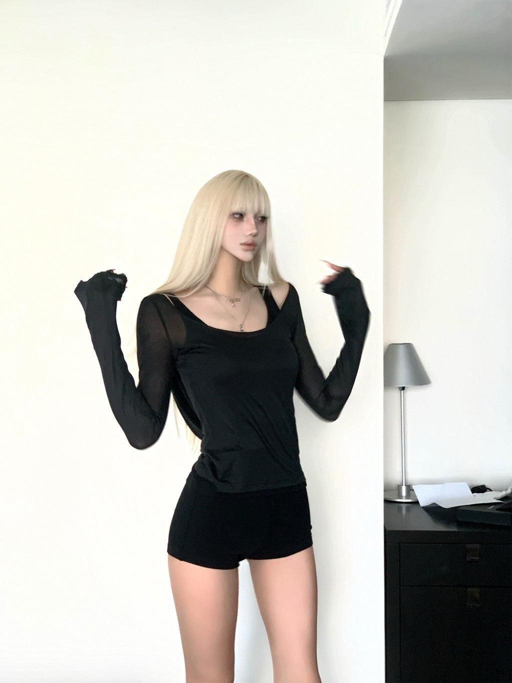 Rase_le_sol_Phantom_Assassin_Hooded_Camisole_Sexy_Women's_Lace_Casual_Top_&_Shorts_Sets_870208307373_MISSTT