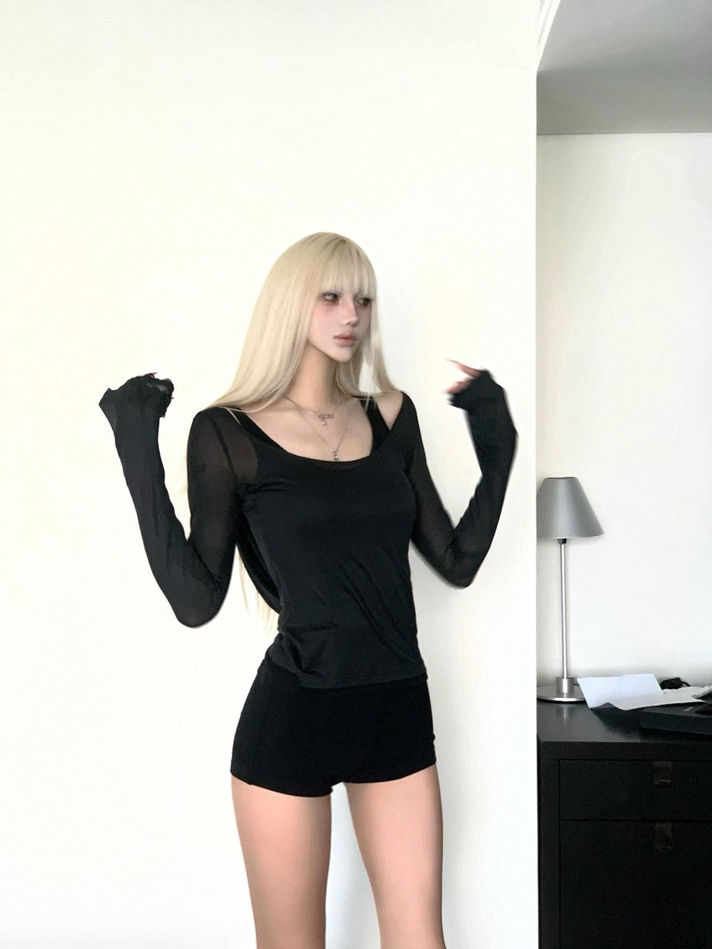 Rase le sol Phantom Assassin Hooded Camisole Sexy Women's Lace Casual Top & Shorts Sets