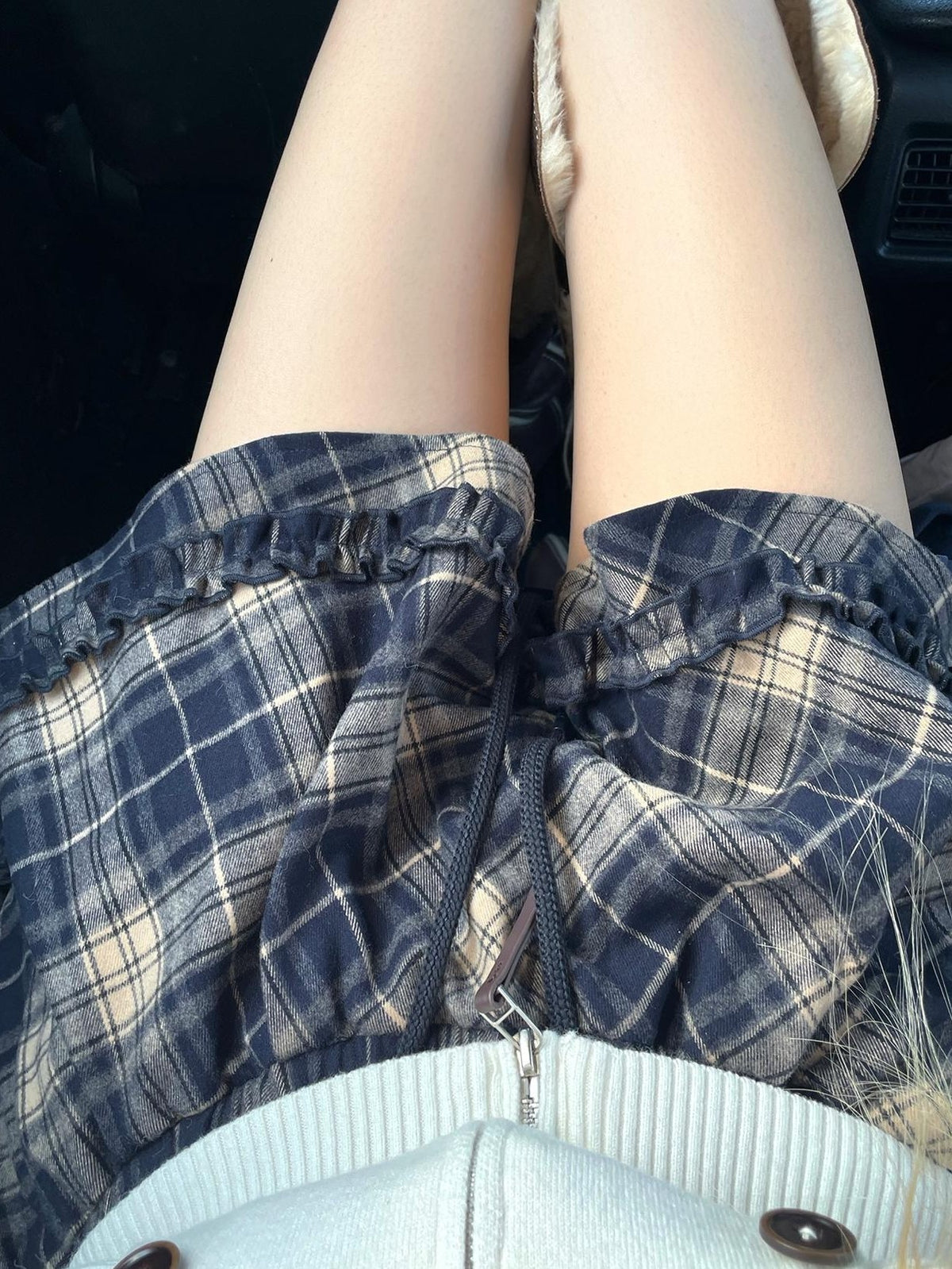 Rase le sol Plaid Puff Low Waist Women's Polyester Mini Skirts