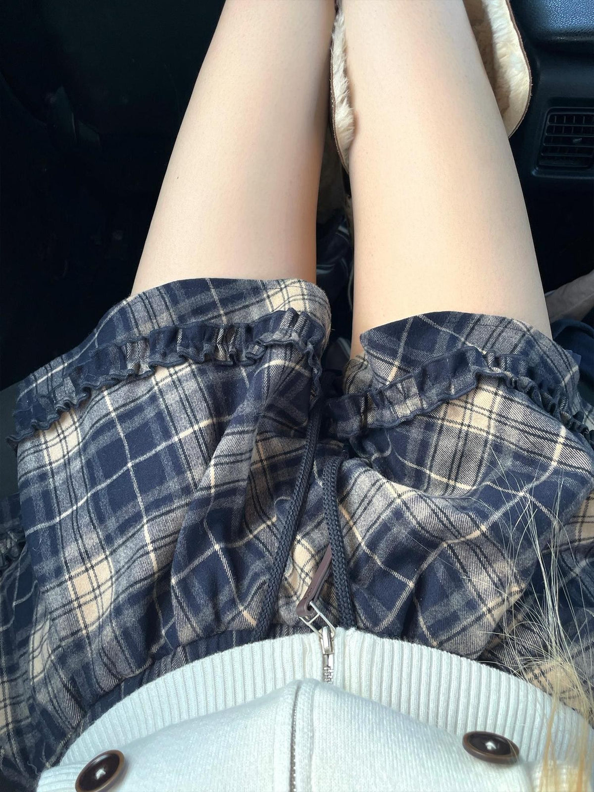 Rase le sol Plaid Puff Low Waist Women's Polyester Mini Skirts