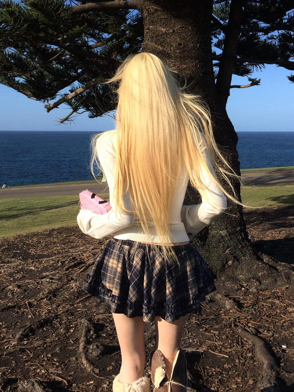 Rase le sol Plaid Puff Low Waist Women's Polyester Mini Skirts