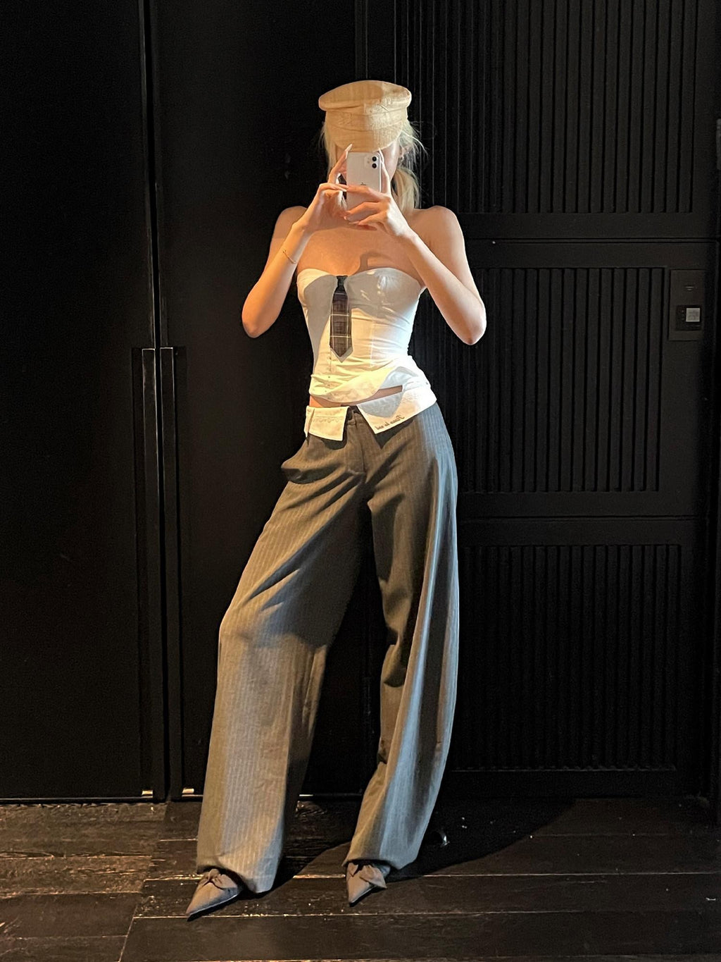 Rase le sol Plaid Tie Knot Cinched Waist Cropped Short Sexy Women's Tube Tops