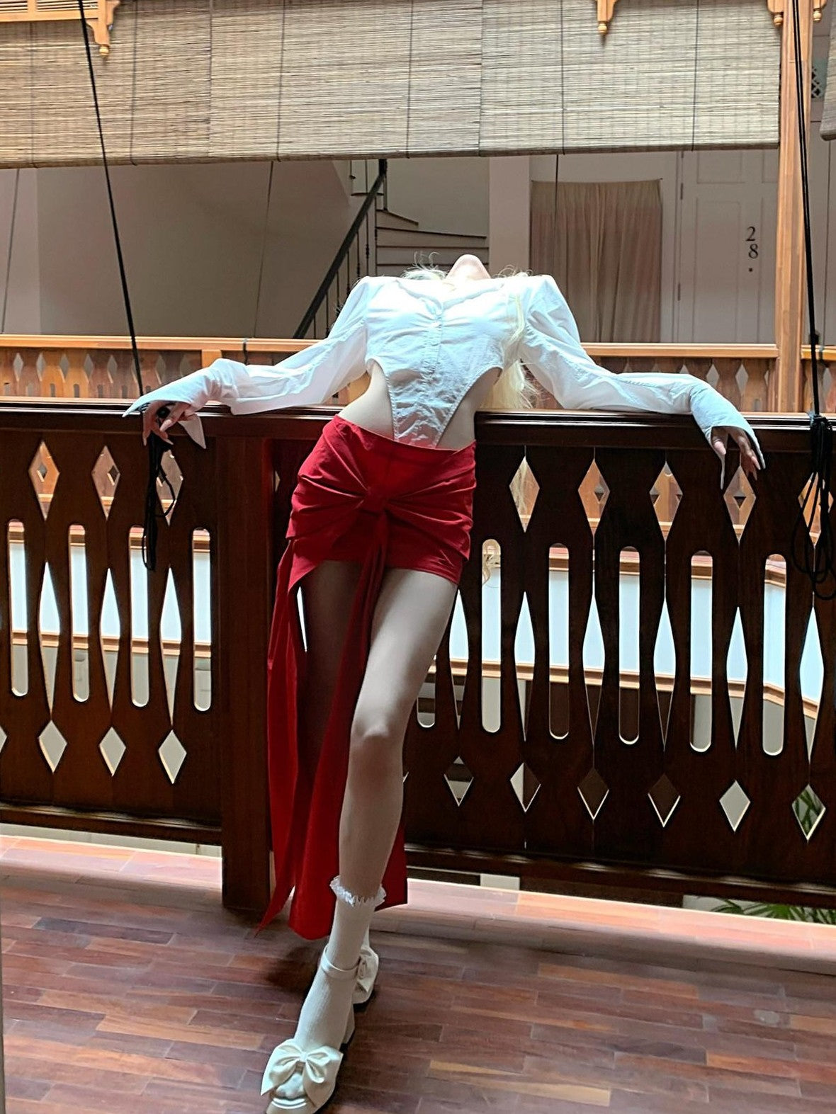 Rase le sol Red Bow Knot Mini Hip Hugging Women's Stretch High Waist Bodycon Skirts