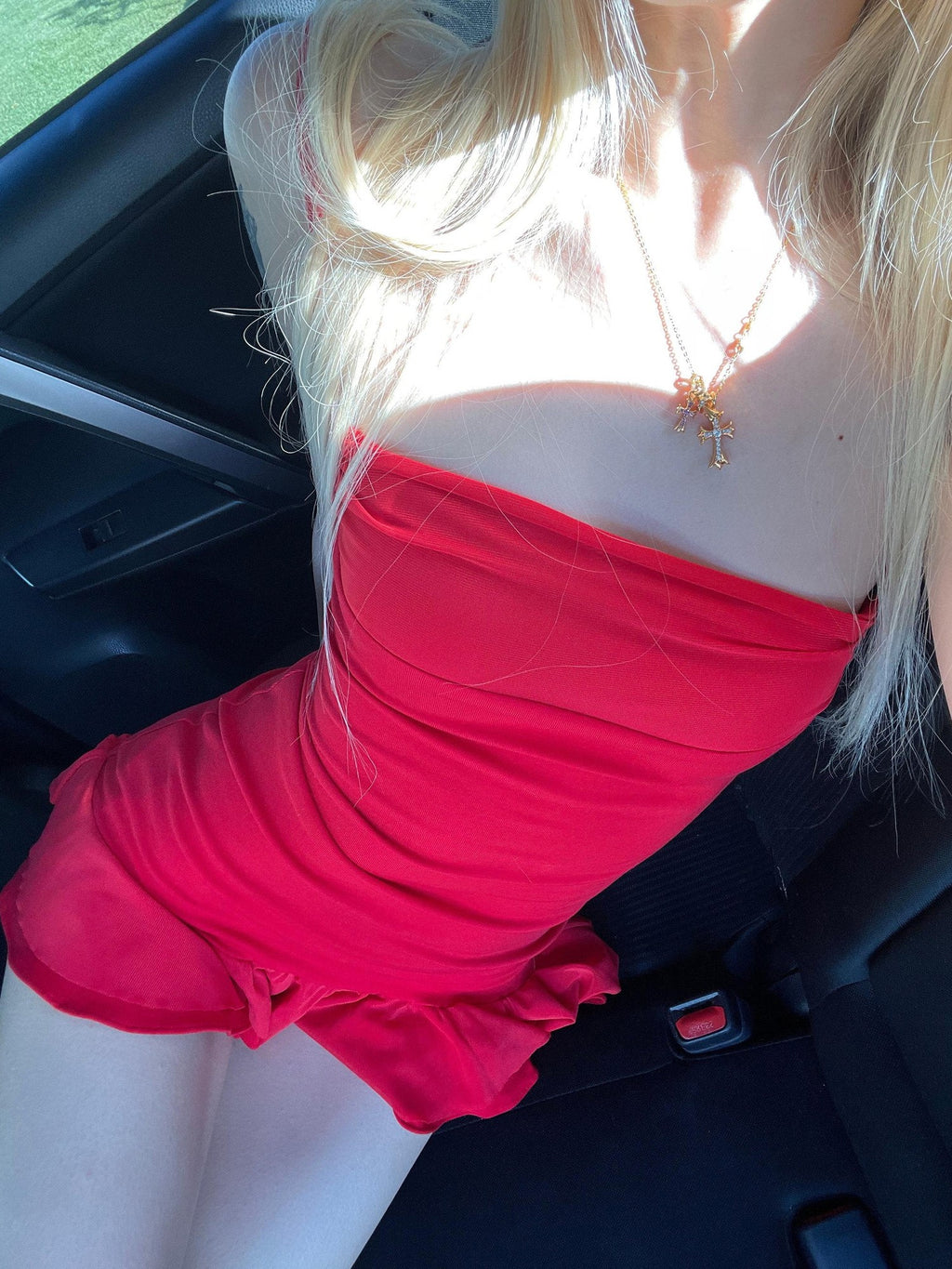 Rase le sol Red Spaghetti Strap Bustier Waist Cinching Women's Bodycon Mini Dresses
