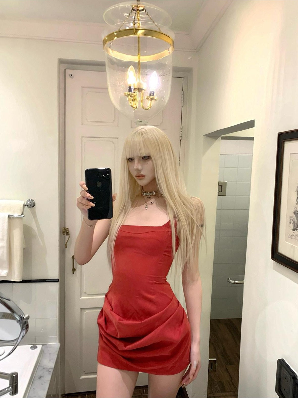 Rase le sol Red Spaghetti Strap Cinched Waist Hip Hugging Women's Bodycon Mini Dresses