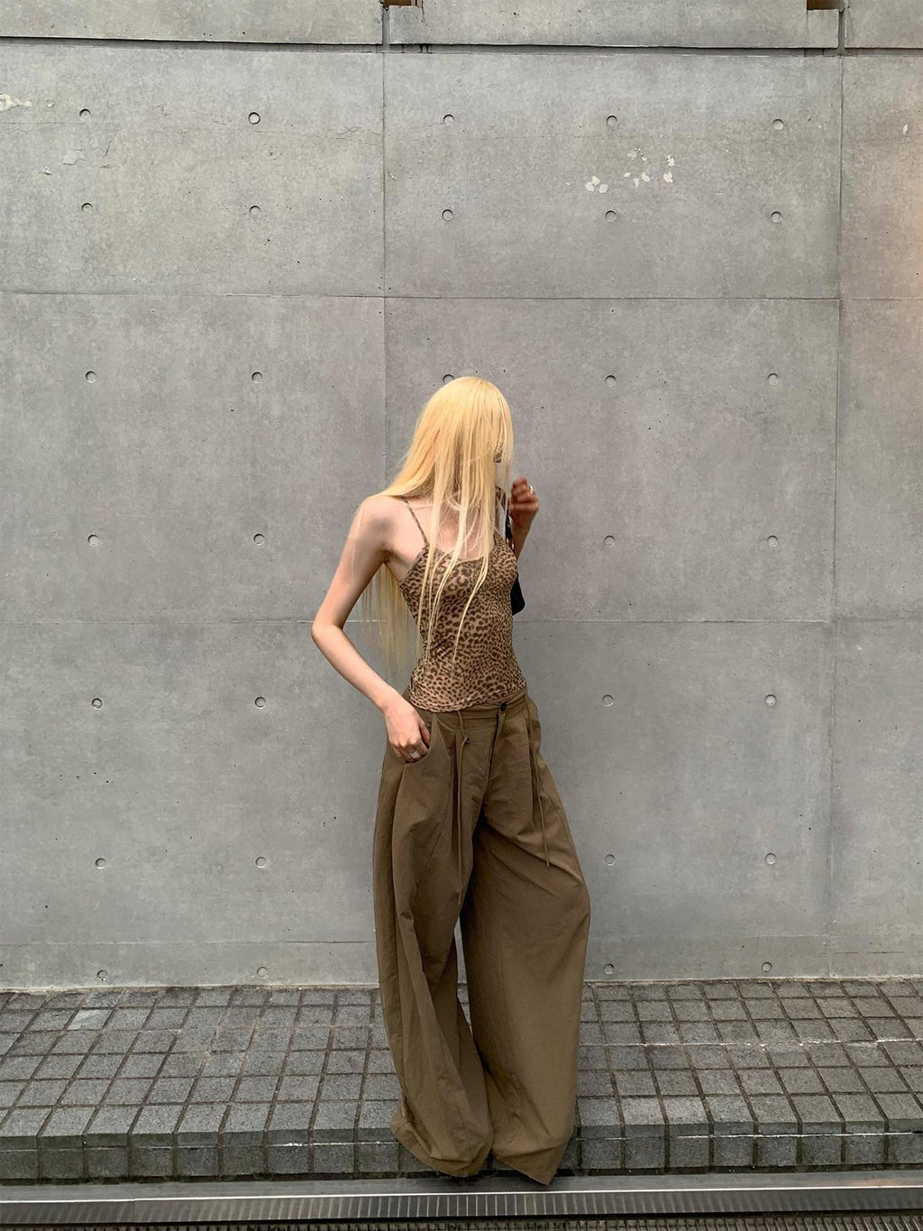 Rase le sol Relaxed Loose American Casual Women's Floor Length Wide-leg Pants