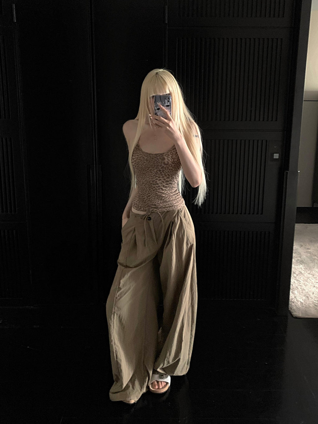 Rase le sol Relaxed Loose American Casual Women's Floor Length Wide-leg Pants