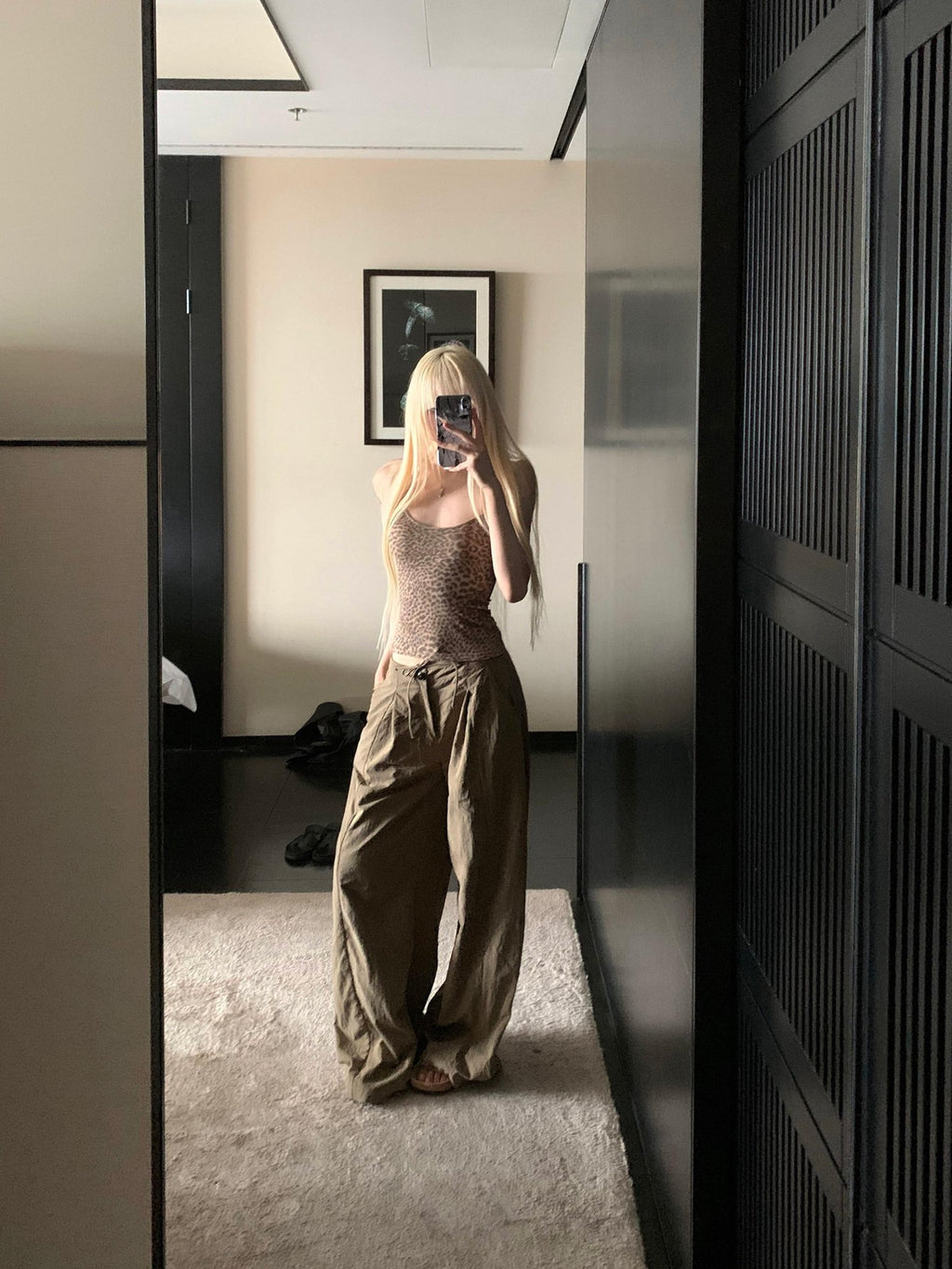 Rase le sol Relaxed Loose American Casual Women's Floor Length Wide-leg Pants