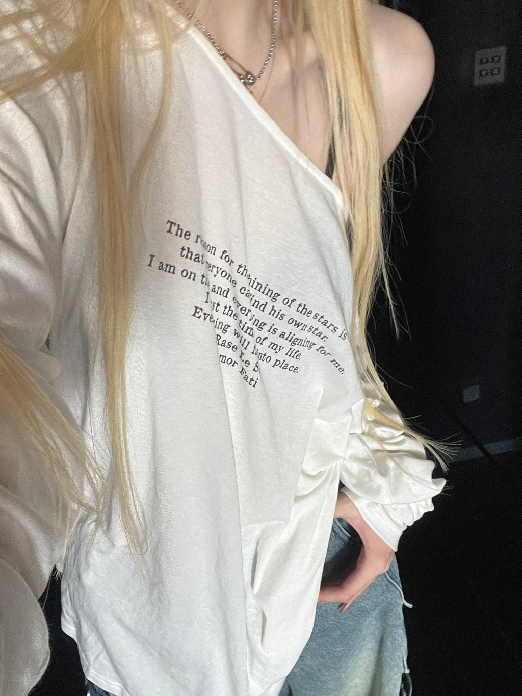 Rase le sol Relaxed Oversized Letter Print Boxy Coverup Women's Long Sleeve T-shirts