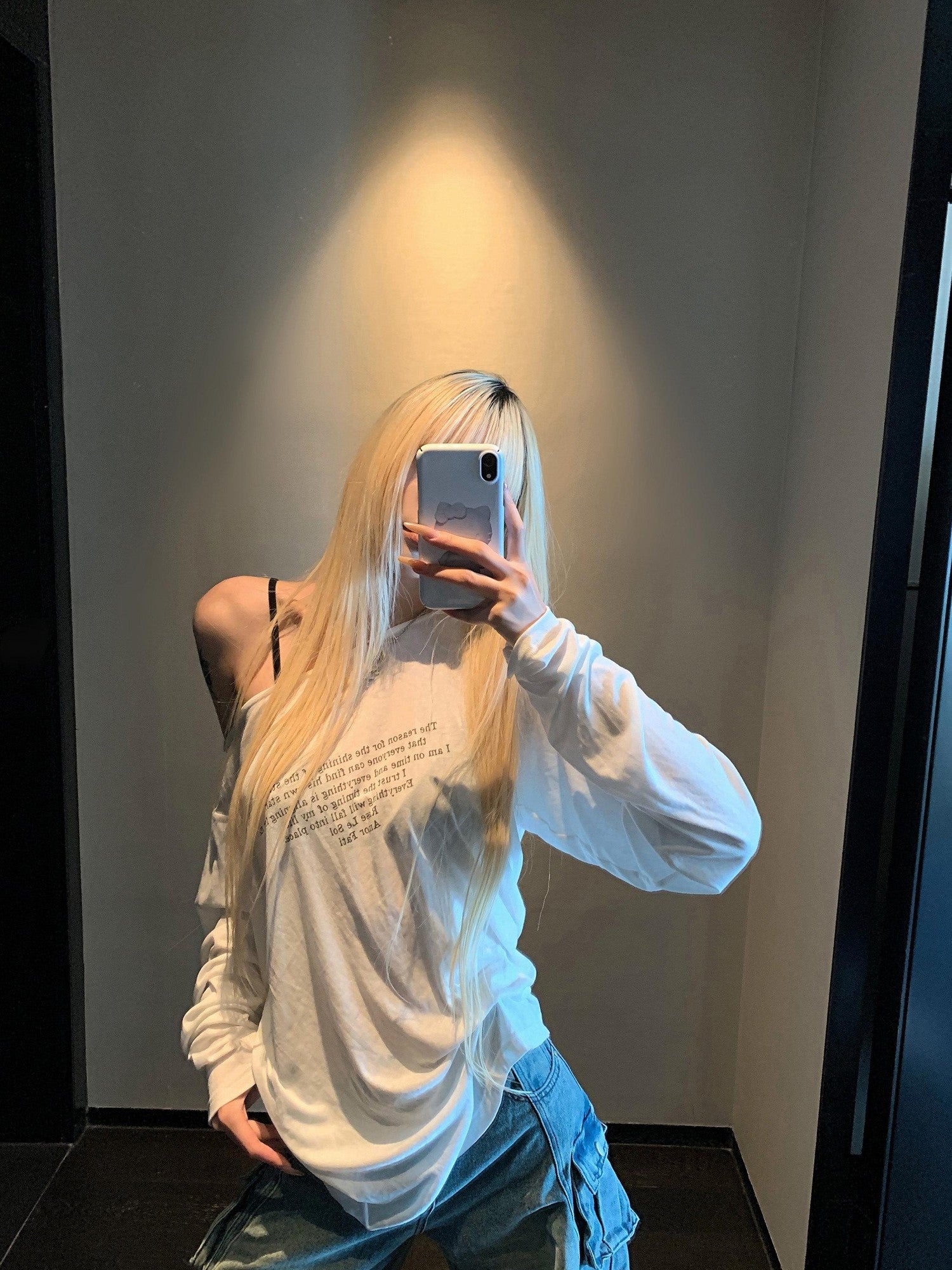 Rase le sol Relaxed Oversized Letter Print Boxy Coverup Women's Long Sleeve T-shirts