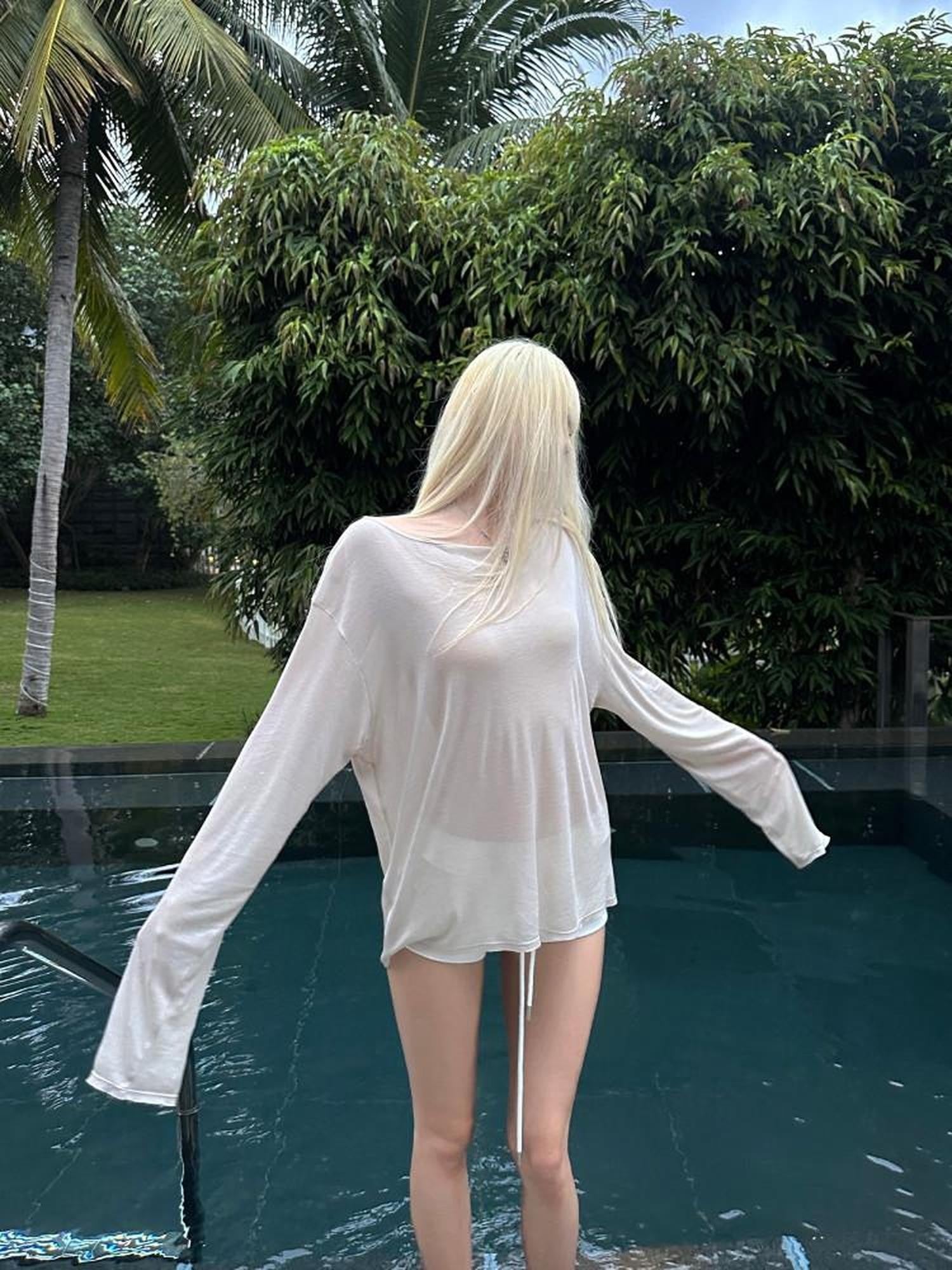 Rase le sol Relaxed Sun Protective Semi Sheer Women's Tencel Long Sleeve T-shirts